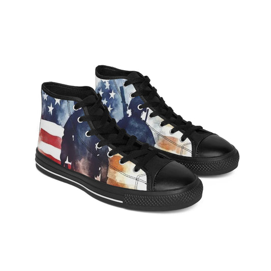 Patriotic High-Top Sneakers - USA Flag Design