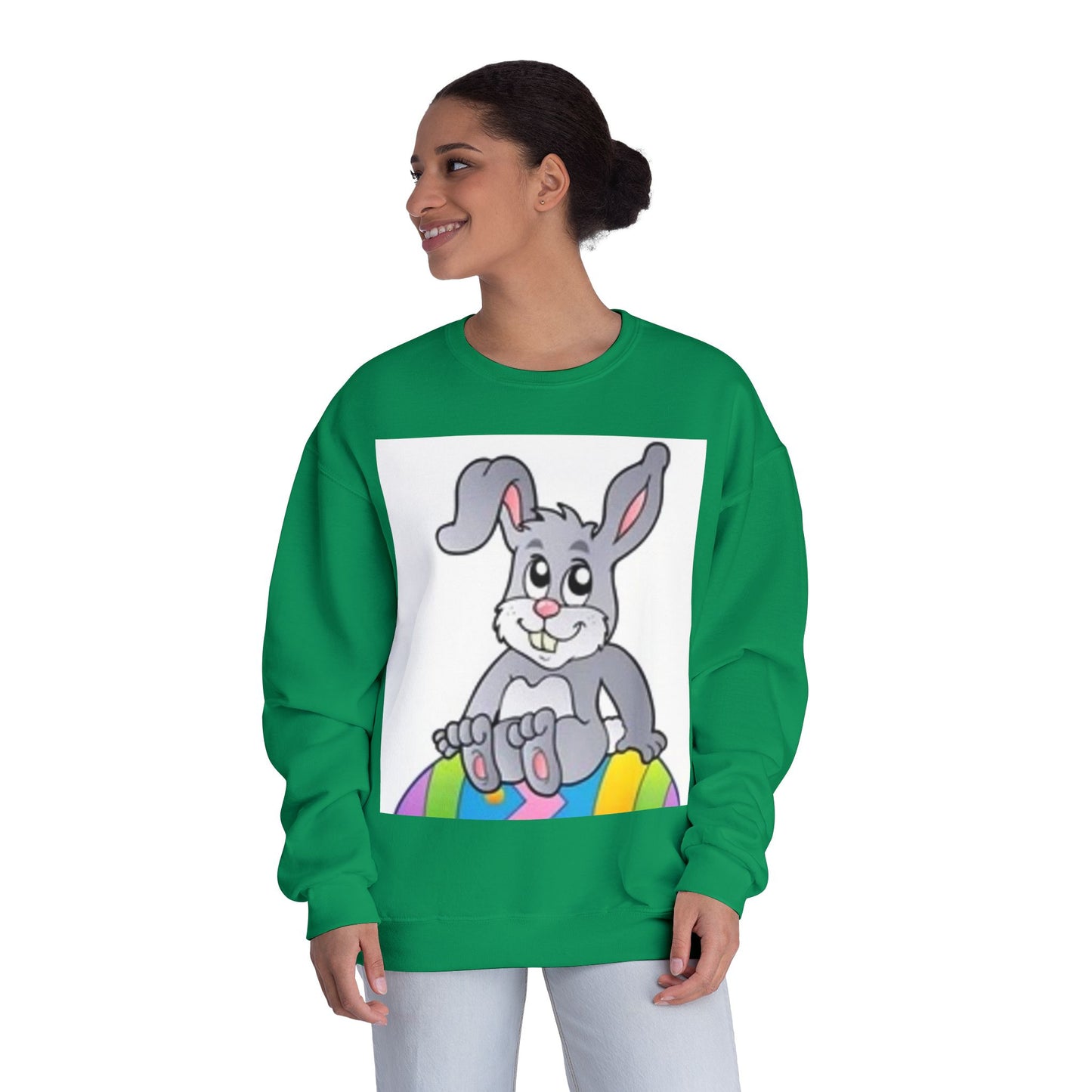 Cozy Rabbit Graphic Crewneck Sweatshirt - Perfect for Spring Celebrations