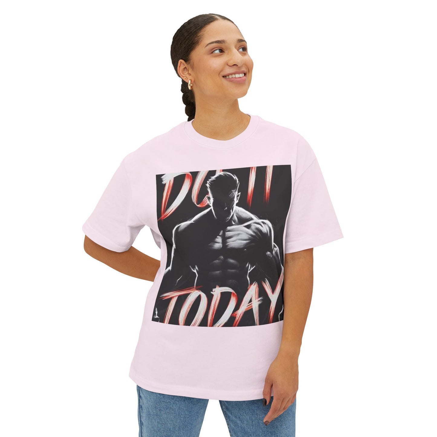 Motivational Oversized Boxy Tee - 'Do It Today' Graphic Tee for Fitness Enthusiasts