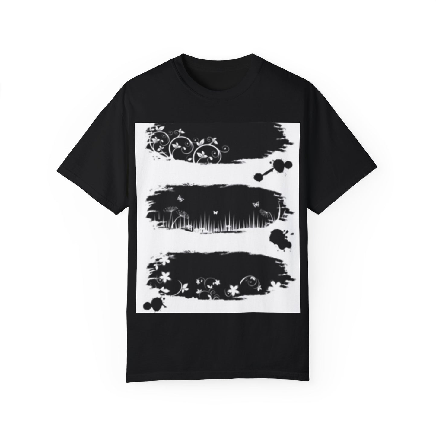 Artistic Unisex Garment-Dyed T-Shirt with Floral Design