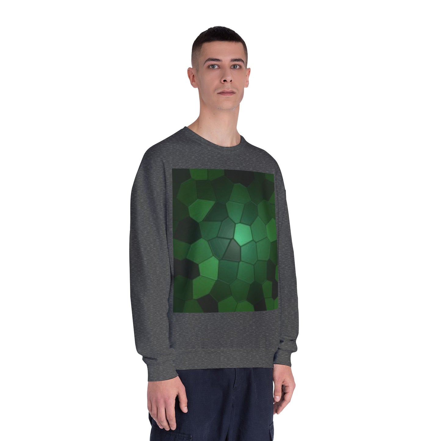 Eco-Friendly Green Hexagon Crewneck Sweatshirt | Unisex Design