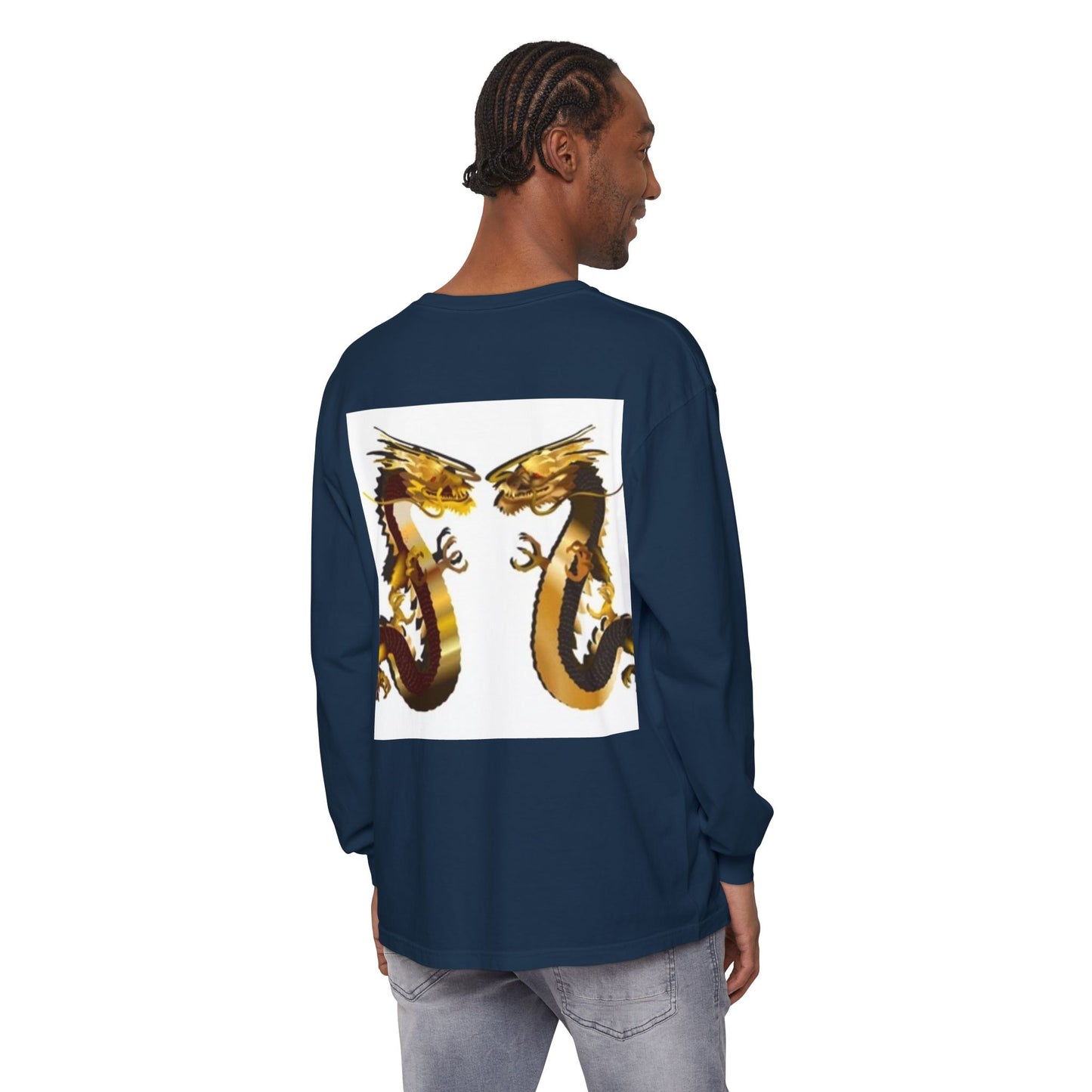Dragon Duel Unisex Long Sleeve T-Shirt - Garment-Dyed Art Tee