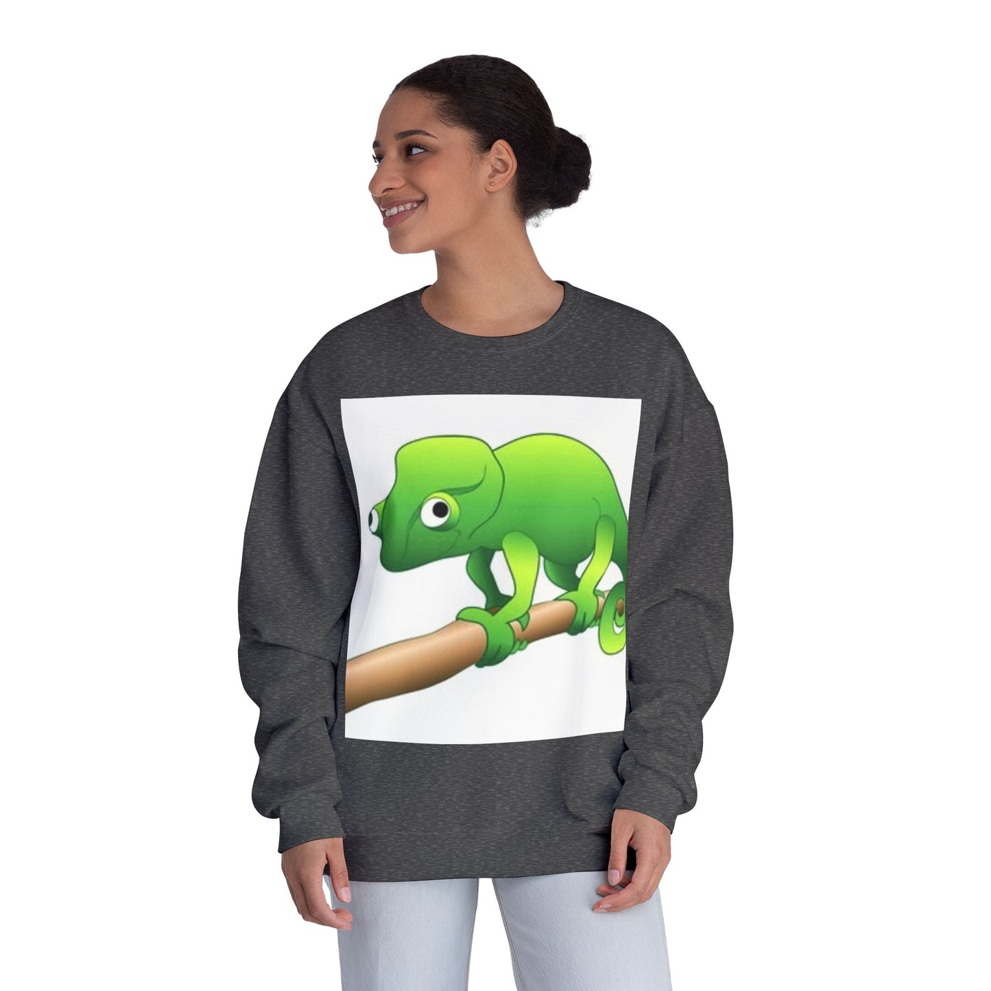 Charming Green Chameleon Sweatshirt - Cozy Unisex Crewneck for Nature Lovers