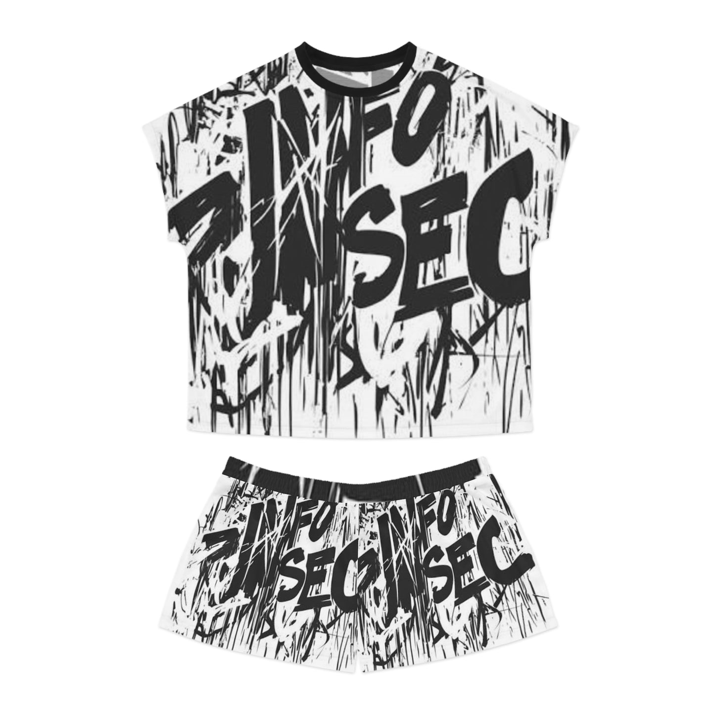 Chic Women's Short Pajama Set - Trendy Graphic Loungewear for Relaxation