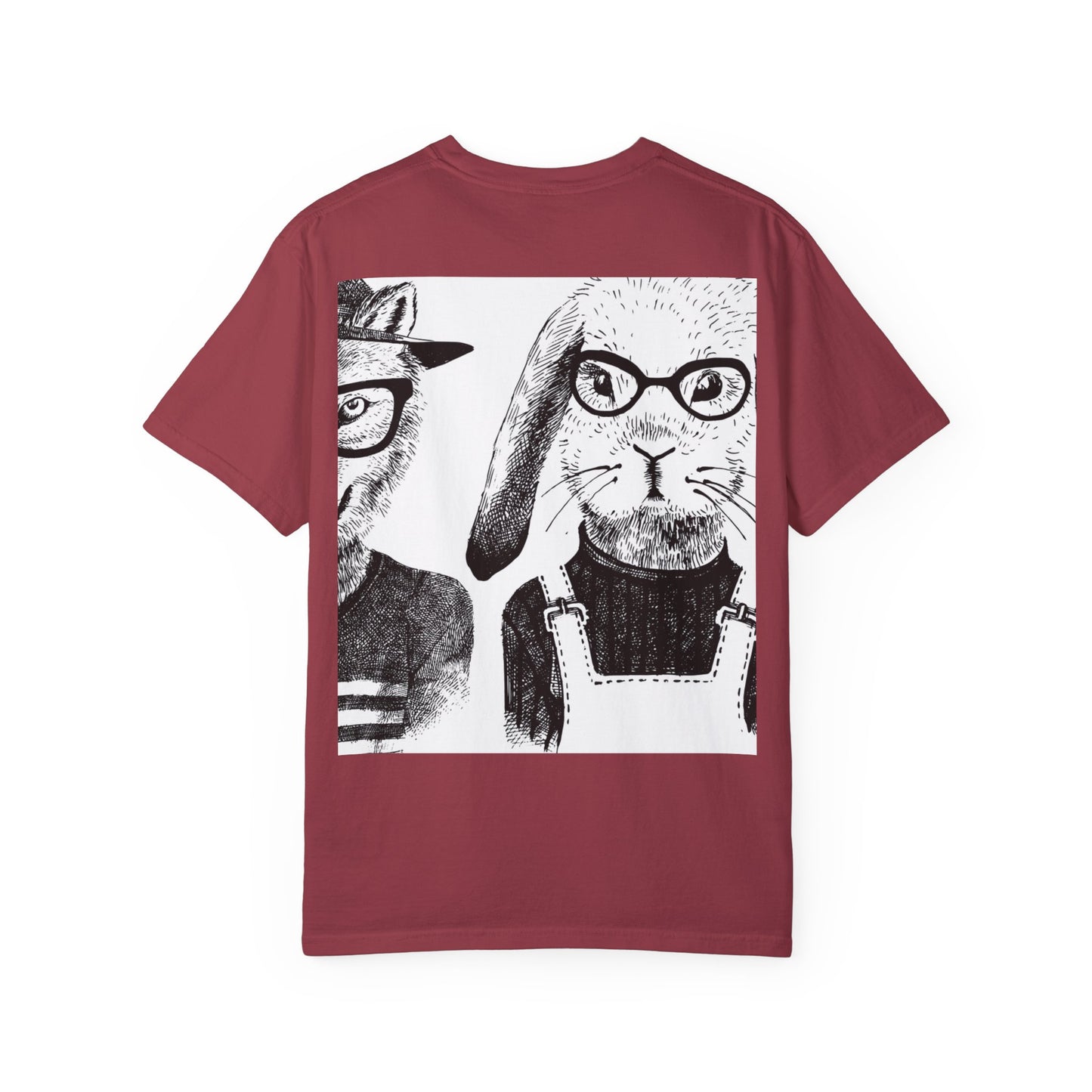 Whimsical Animal Friends T-Shirt - Stylish Panda & Wolf Design