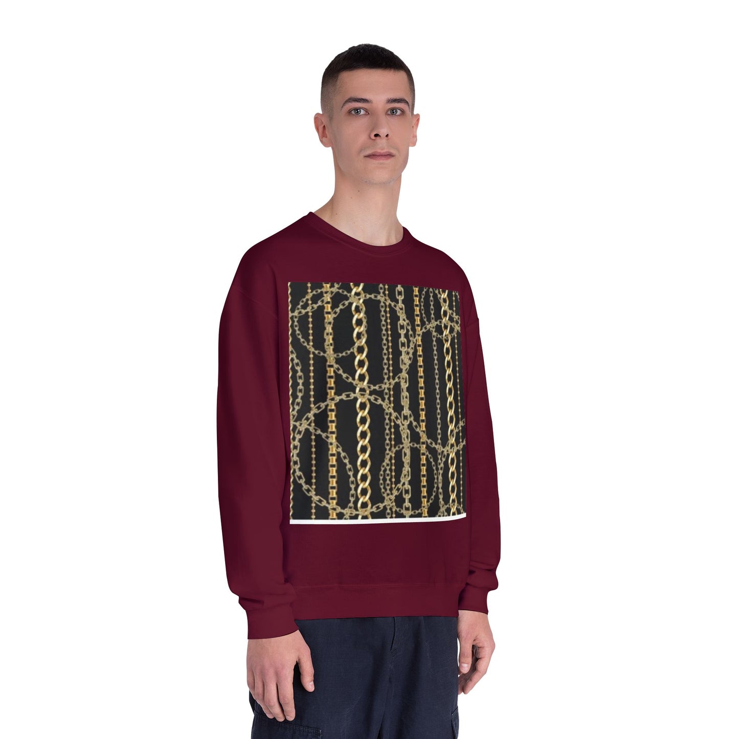 Chic Chain Pattern Unisex Crewneck Sweatshirt - Fashionable & Comfortable