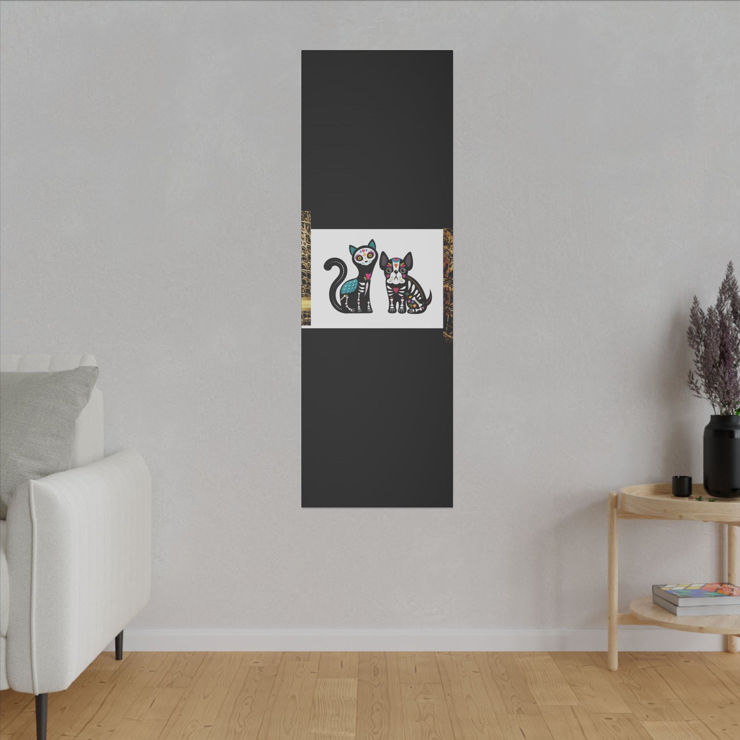 Day of the Dead Pet Canvas Art - Colorful Cat and Dog Wall Decor