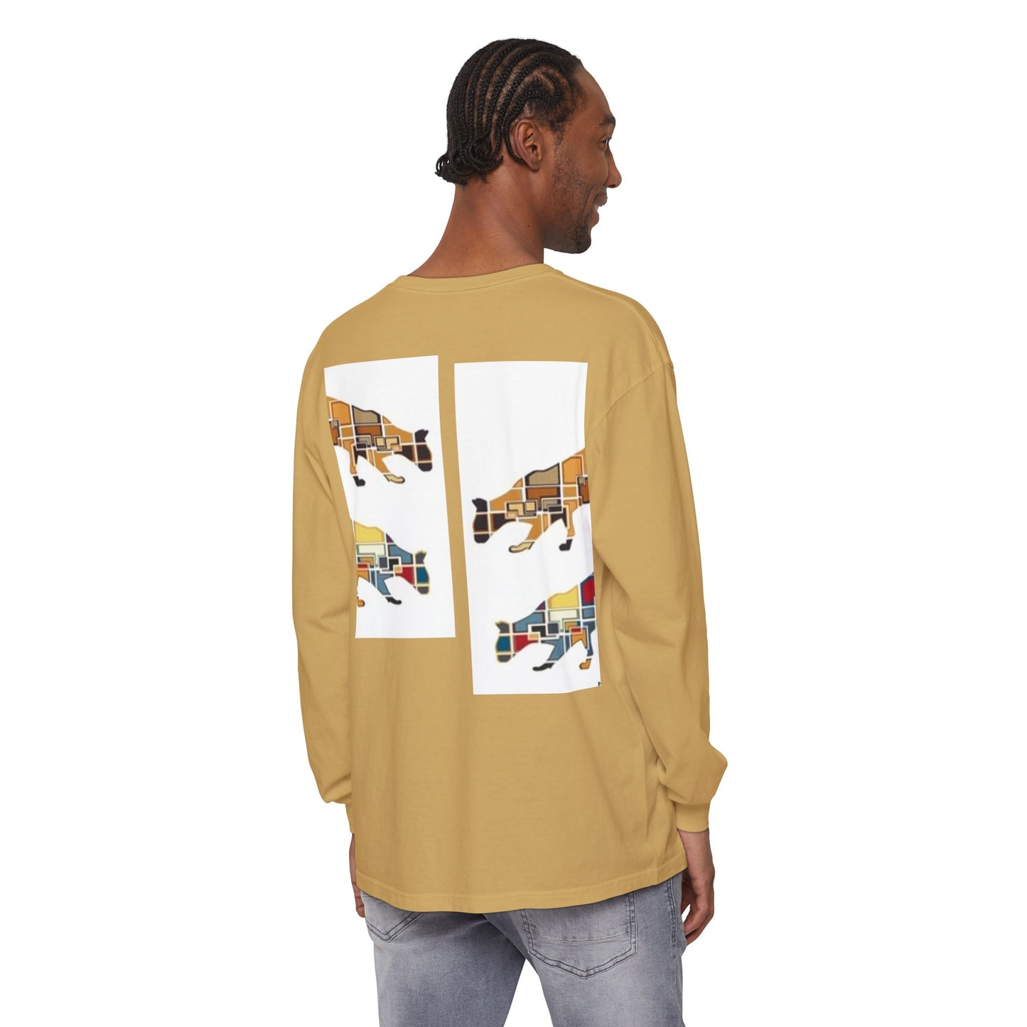 Artful Cat Silhouette Long Sleeve T-Shirt - Perfect for Animal Lovers