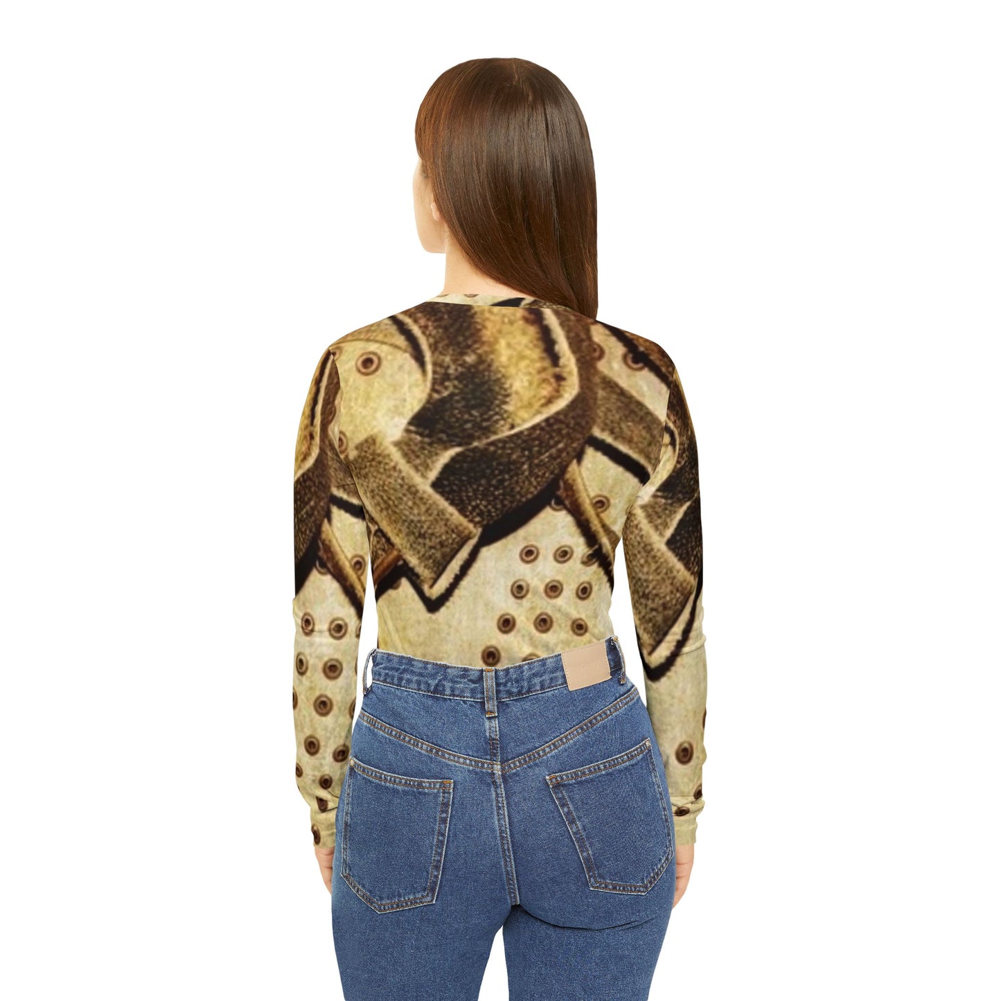 Artistic Women's Long Sleeve V-Neck Shirt with Vintage Design