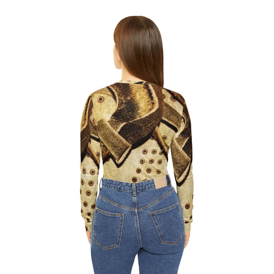 Artistic Women's Long Sleeve V-Neck Shirt with Vintage Design