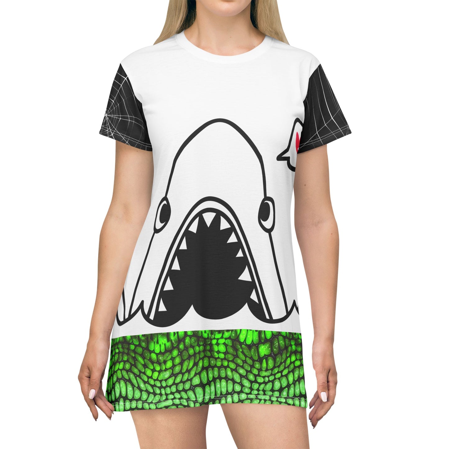 Playful Shark Graphic T-Shirt Dress – Cute & Comfy Summer Dress for Kids