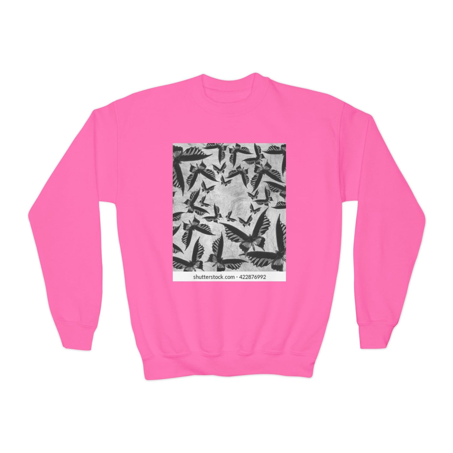 Youth Crewneck Sweatshirt - Stylish Black & White Bird Design