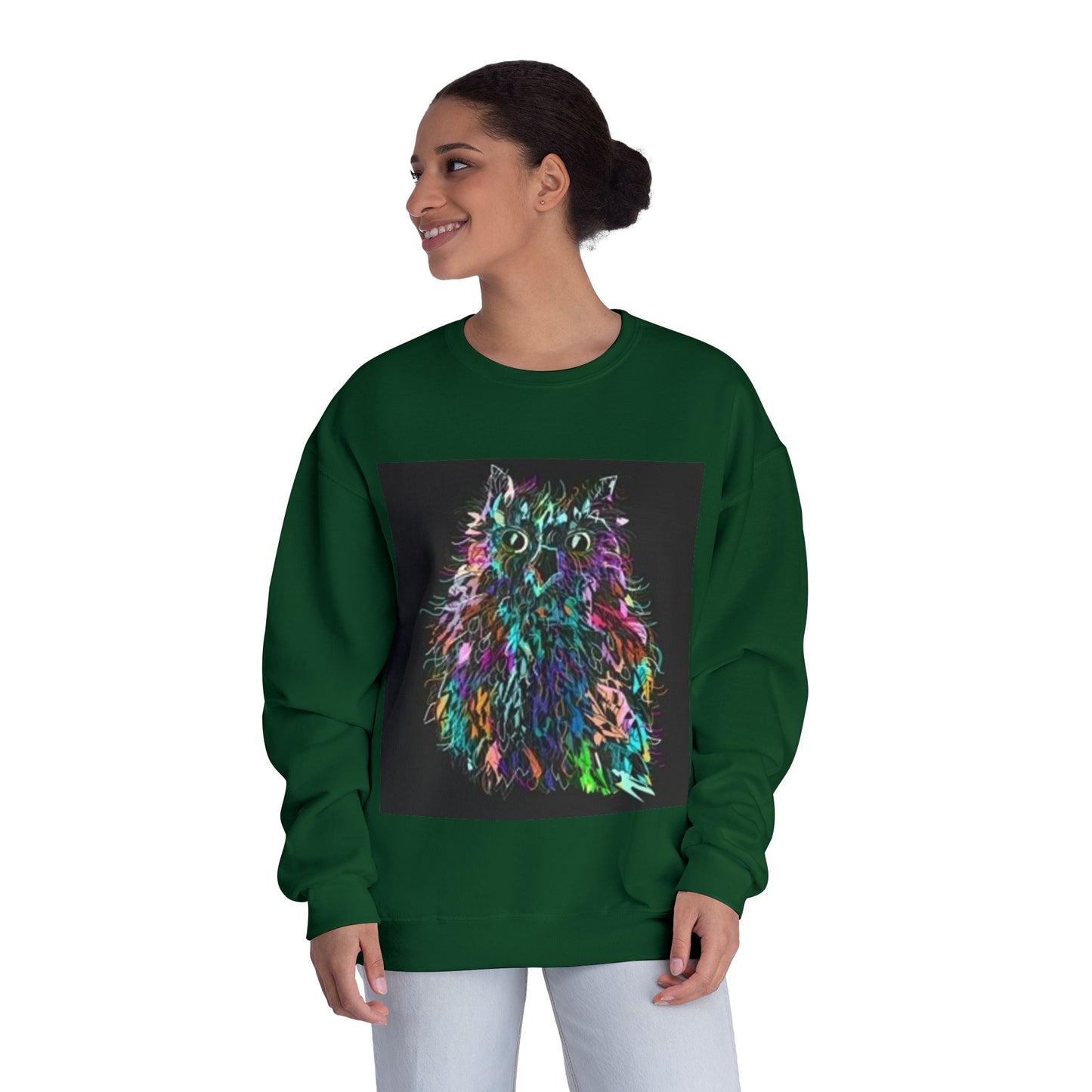 Colorful Cat Graphic Unisex Crewneck Sweatshirt