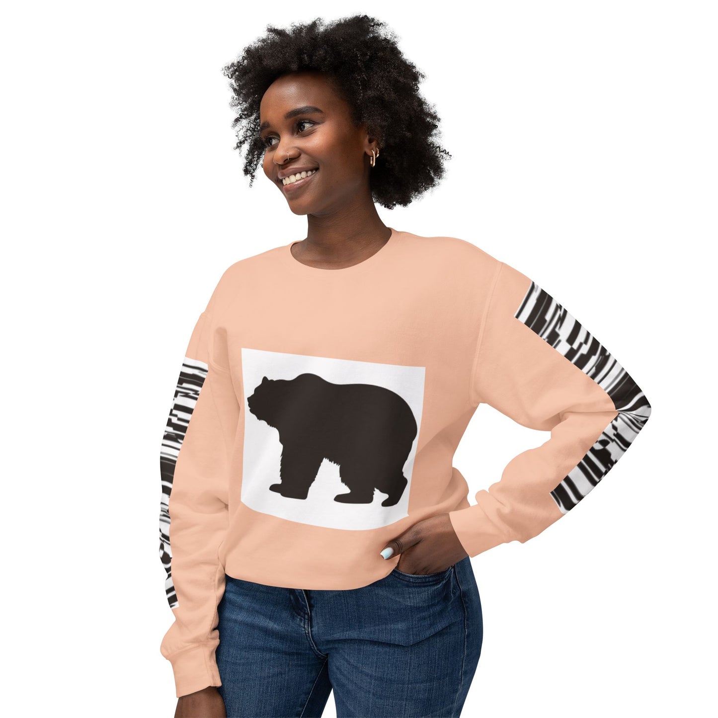 Stylish Bear Graphic Unisex Lightweight Crewneck Sweatshirt