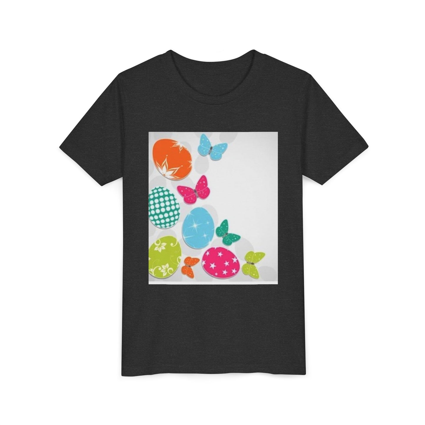 Colorful Butterfly and Egg Youth Tee - Perfect for Spring Celebrations