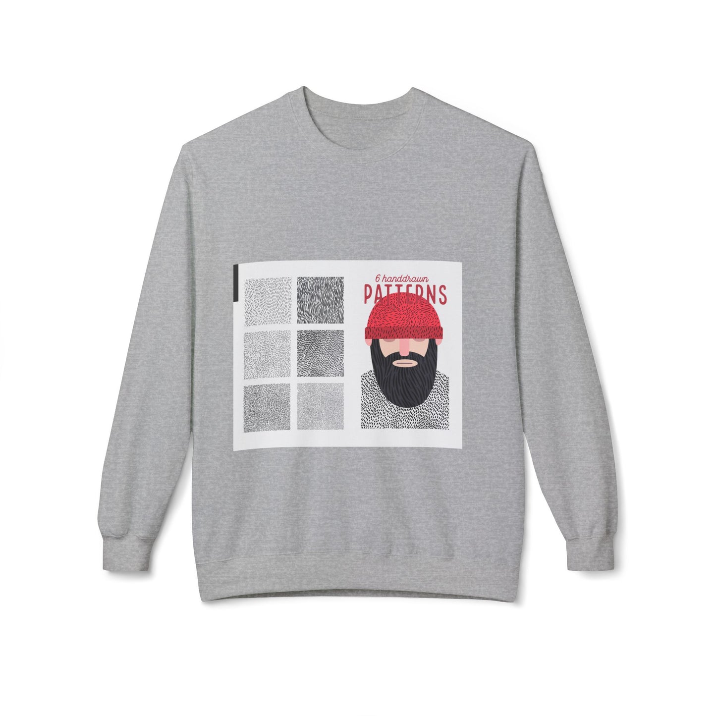 Beard Patterns Unisex Fleece Crewneck Sweatshirt - Cozy & Stylish