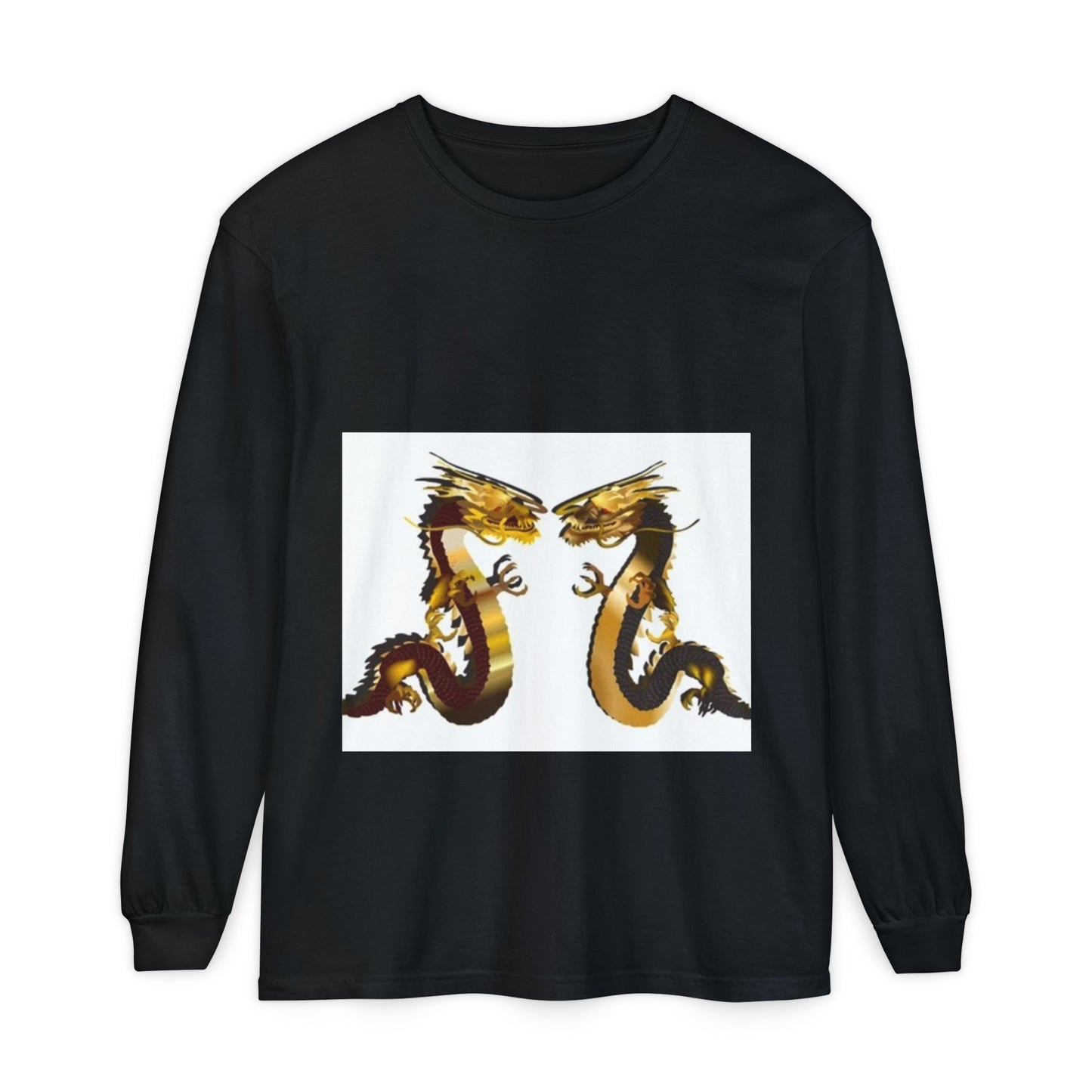 Dragon Duel Unisex Long Sleeve T-Shirt - Garment-Dyed Art Tee