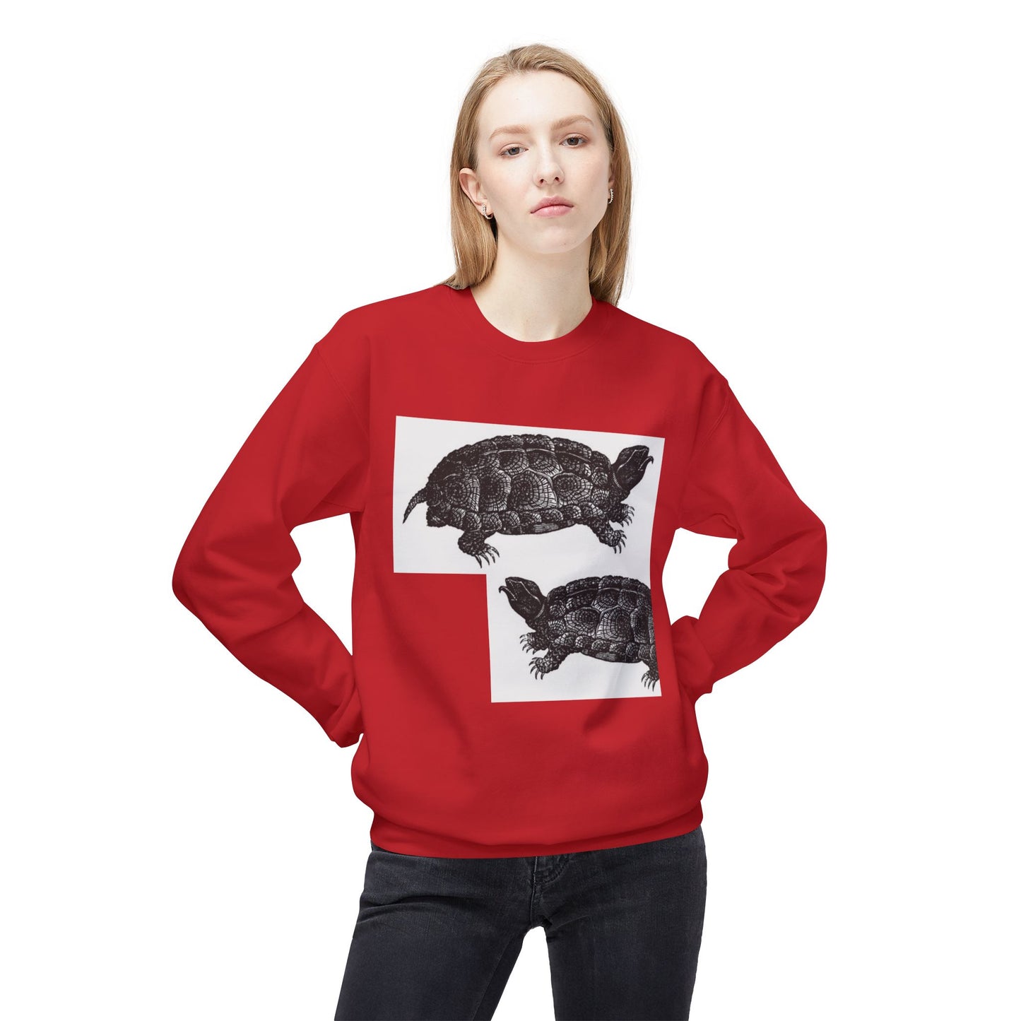 Vintage Turtle Graphic Fleece Crewneck Sweatshirt