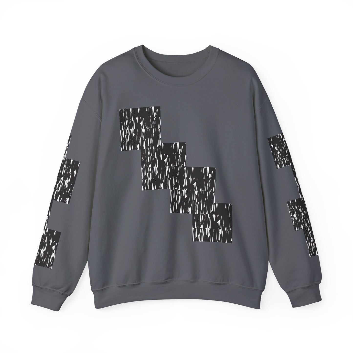 Trendy Graphic Crewneck Sweatshirt | Modern Abstract Black & White Design