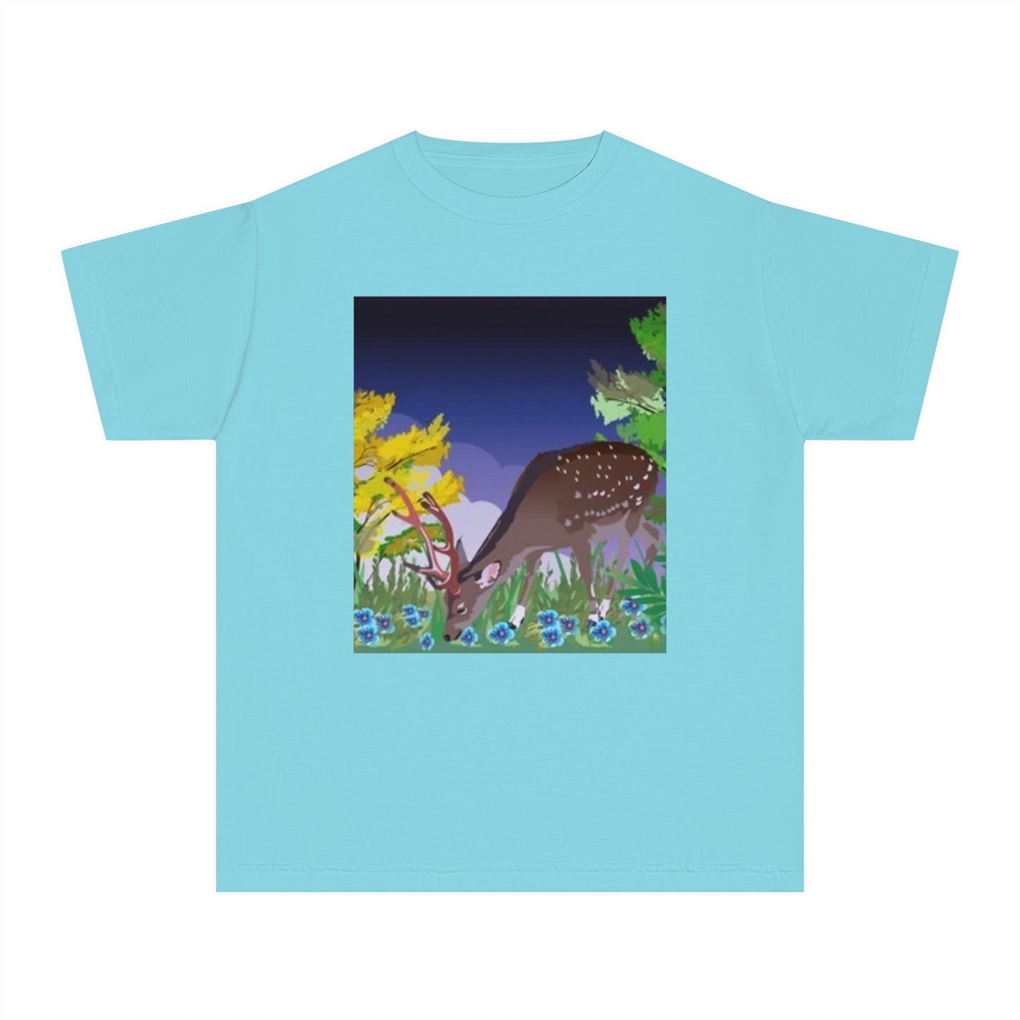 Youth Midweight Tee – Serene Deer in Nature Design