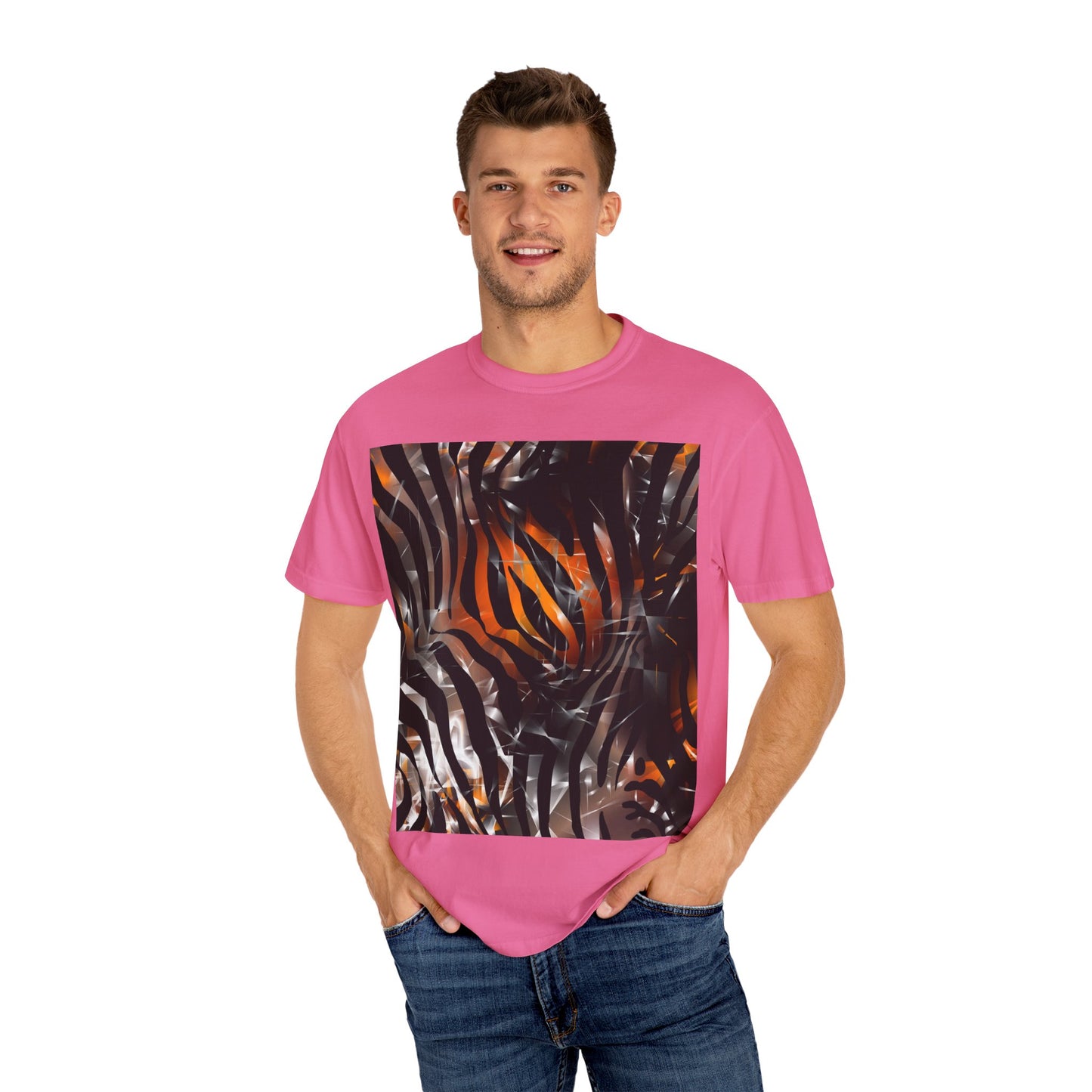 Vibrant Jungle Print Unisex Garment-Dyed T-Shirt