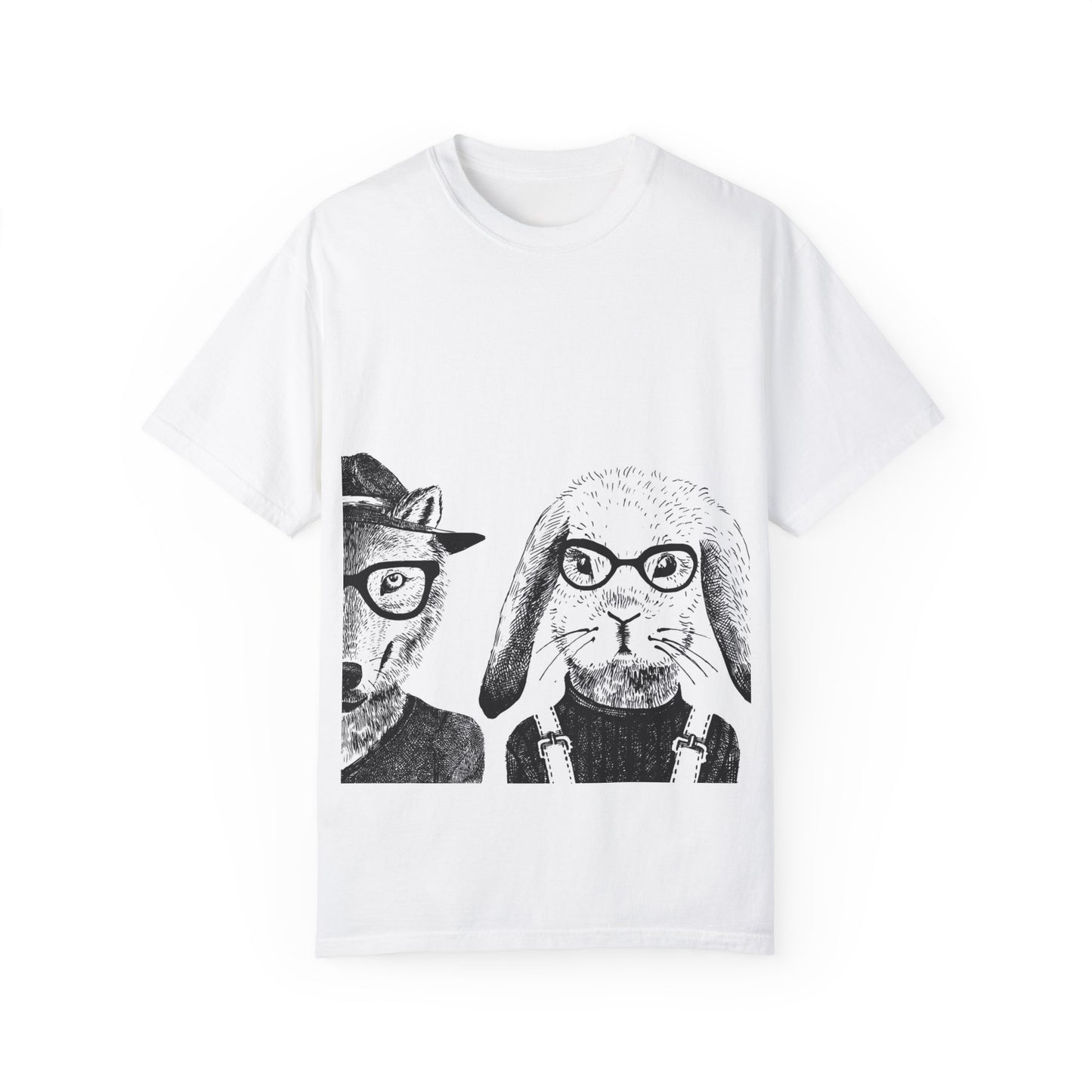 Whimsical Animals Graphic T-Shirt - Cool Fox & Panda Design
