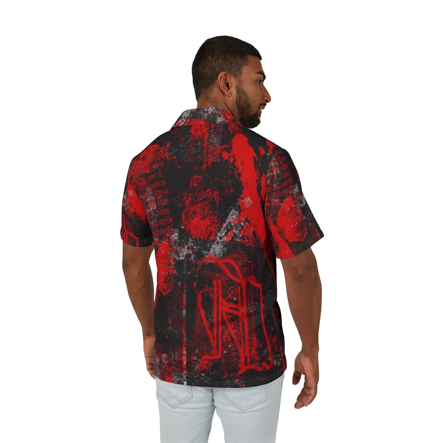 Bold Graphic Men's Hawaiian Camp Shirt - Perfect for Summer Gatherings