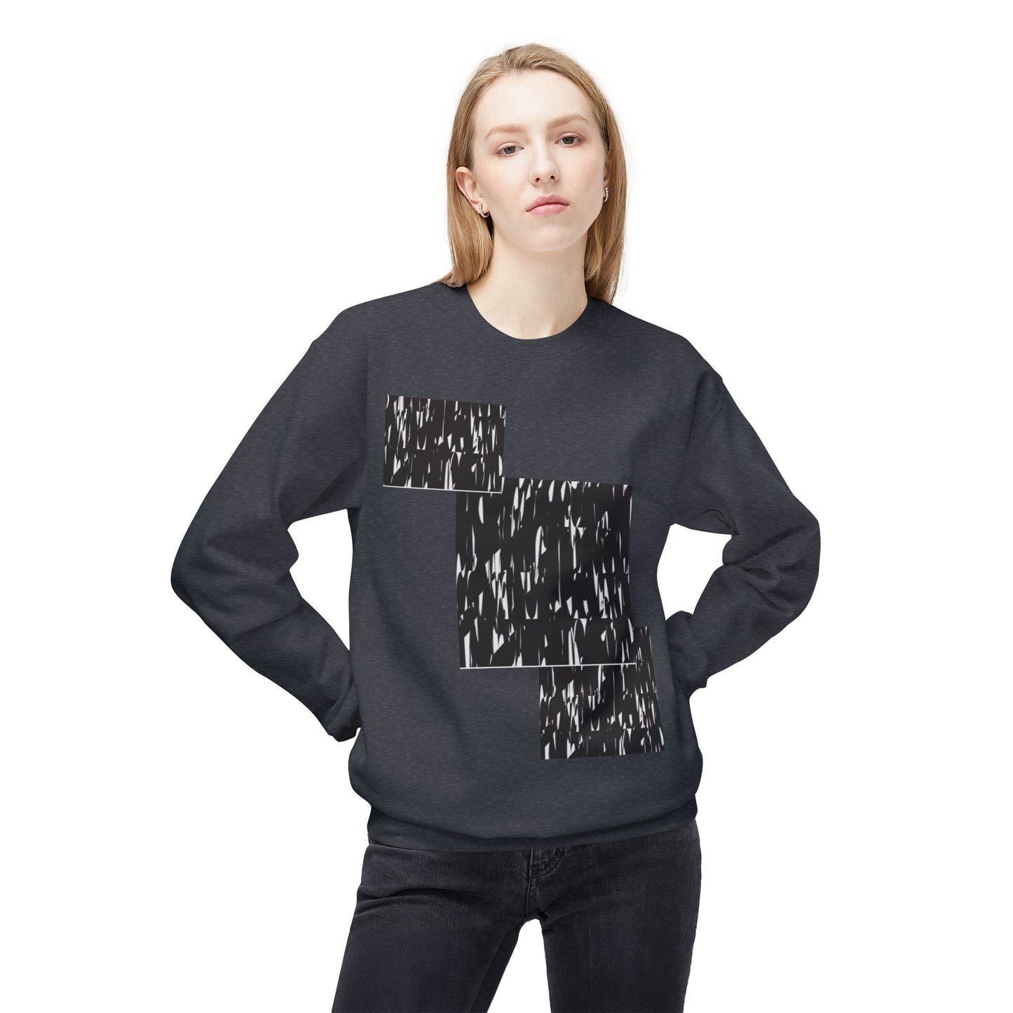 Modern Abstract Fleece Crewneck Sweatshirt - Cozy Unisex Apparel