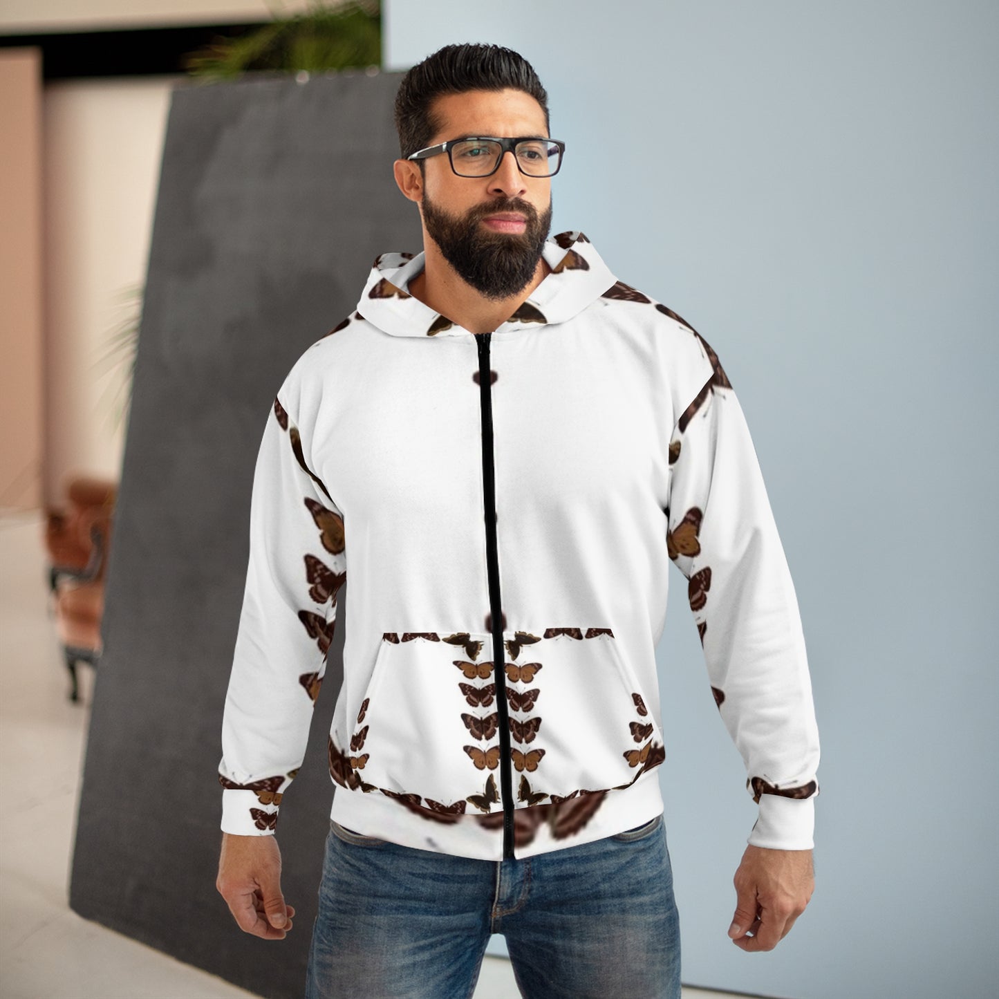 Butterfly Unisex Zip Hoodie - Nature-Inspired Cozy Jacket