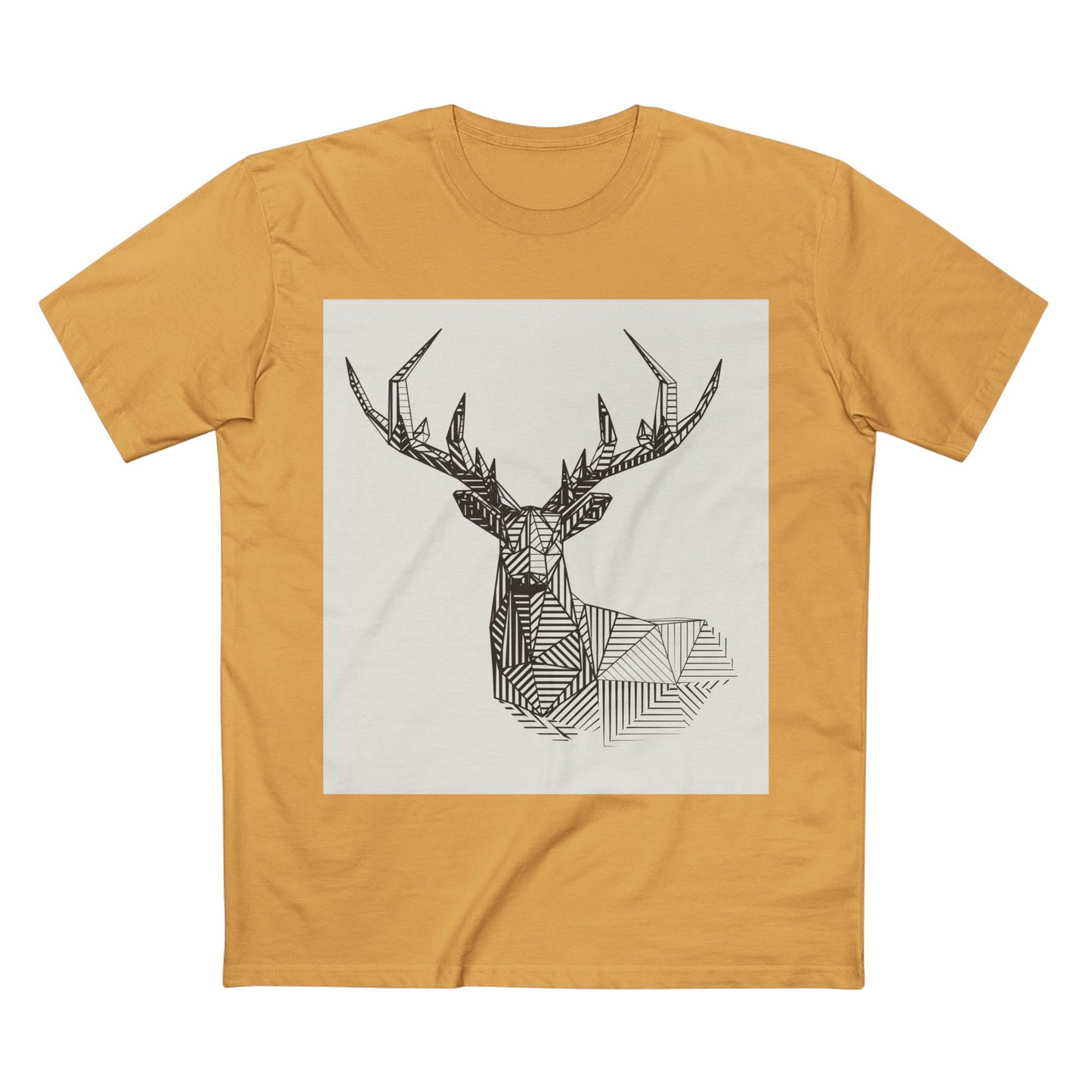 Geometric Deer & Spider Web Adult Staple Tee - Nature-Inspired Graphic T-Shirt for Outdoor Enthusiasts