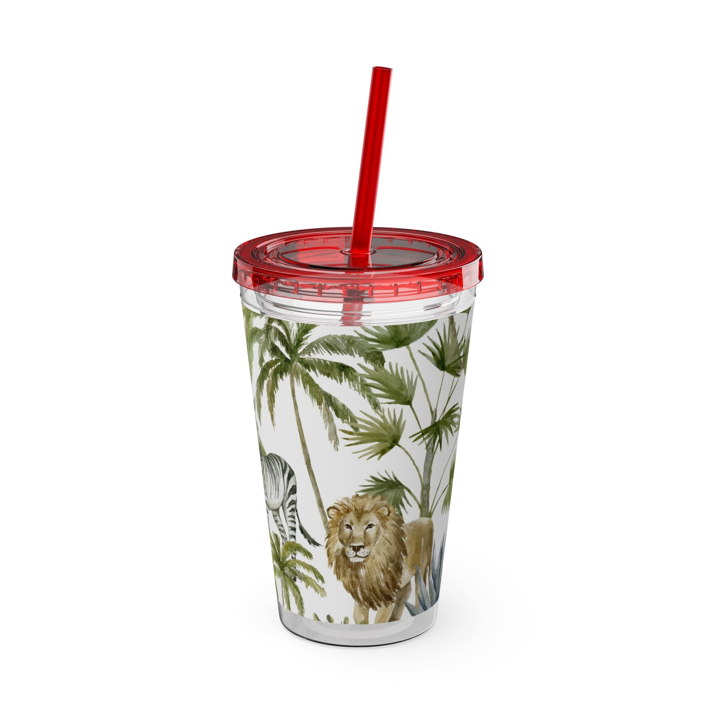 Sunsplash Jungle Tumbler with Straw - 16oz Tropical Wildlife Drinkware