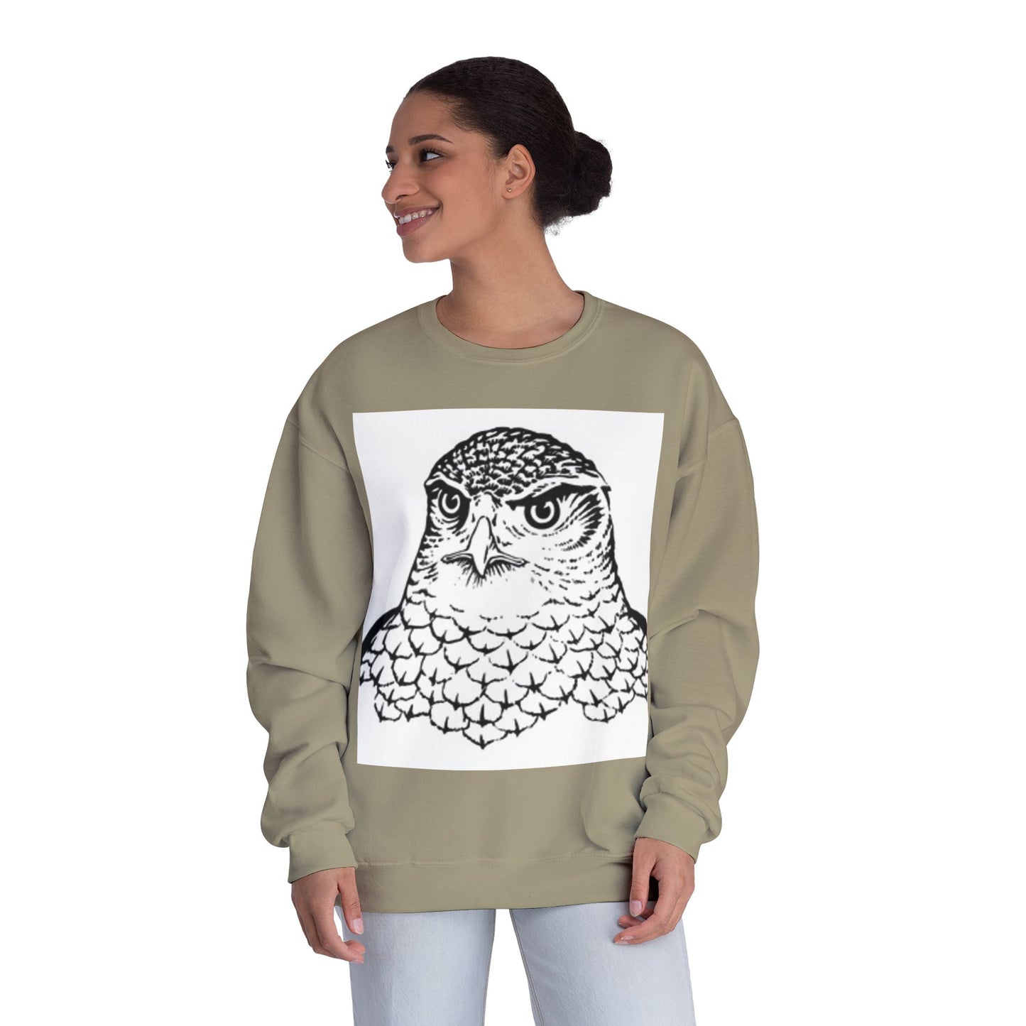 Unisex White Owl Graphic Crewneck Sweatshirt - Cozy & Stylish