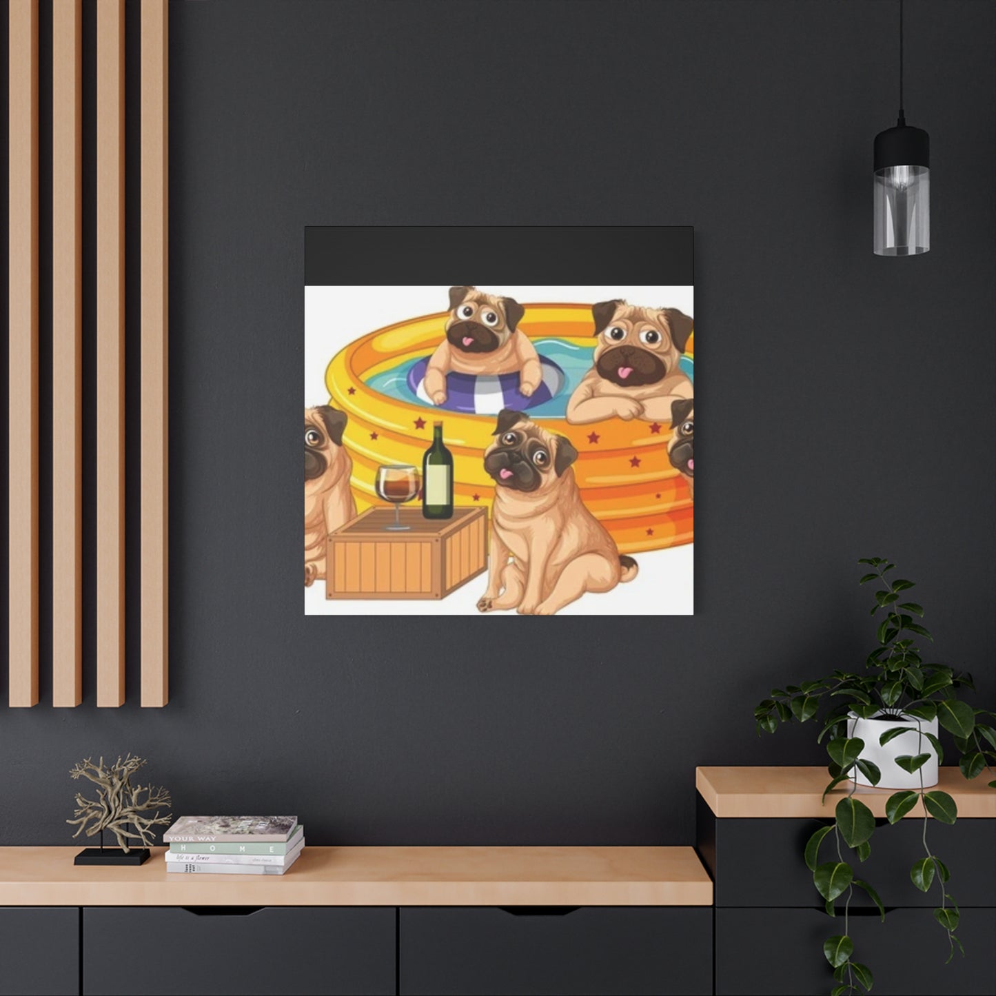 Pug Pool Party Canvas Art - Fun Pet Decor