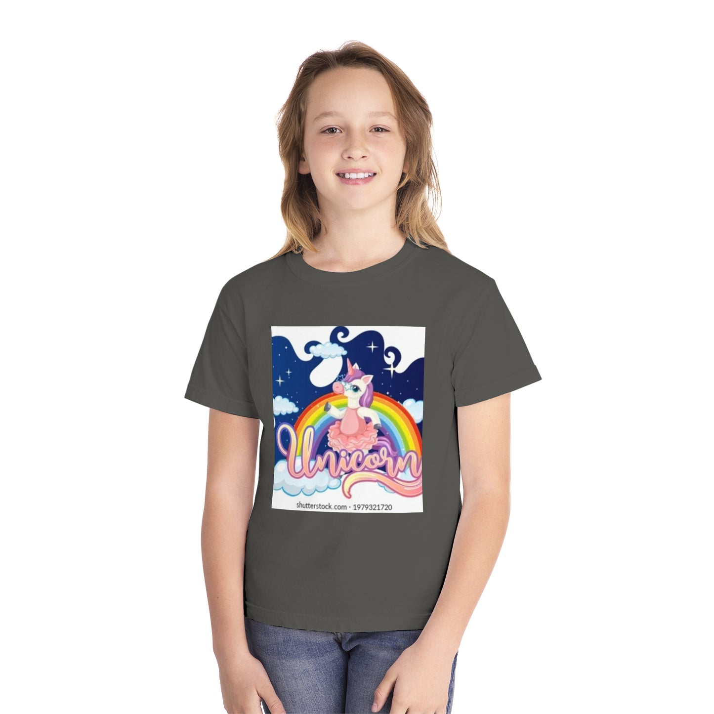 Youth Unicorn Midweight Tee - Colorful Rainbow Graphic T-Shirt