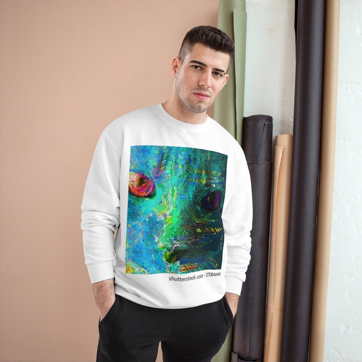 Vibrant Artistic Champion Sweatshirt with Eye Design