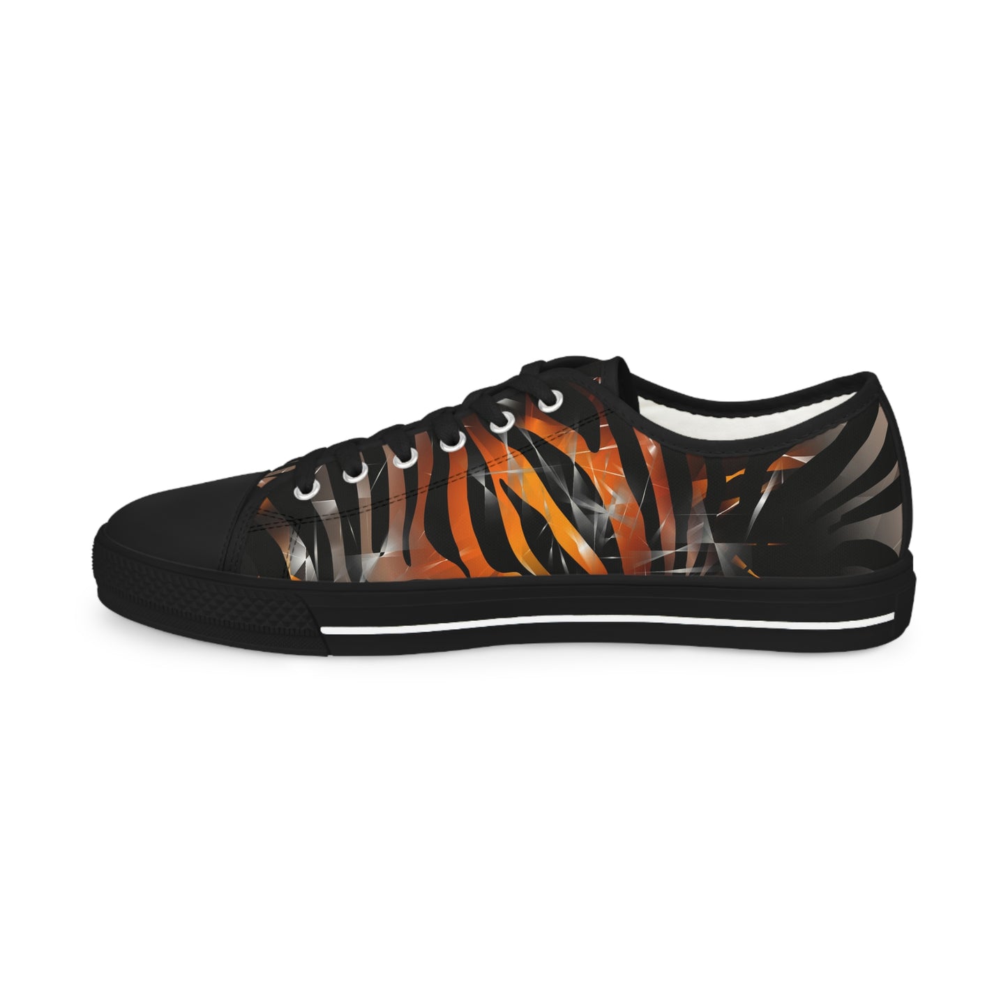Stylish Men's Low Top Sneakers with Bold Orange and Black Design