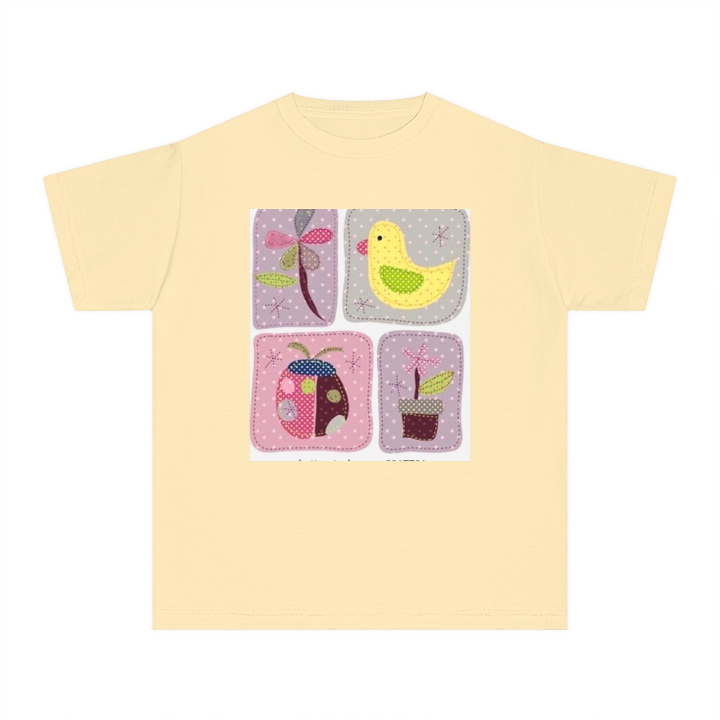 Whimsical Youth Midweight Tee with Cute Bird and Nature Designs