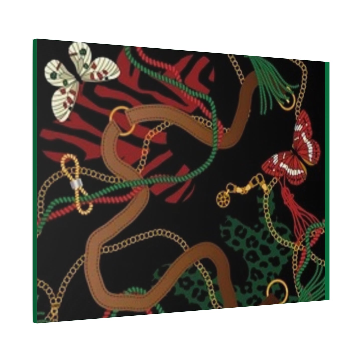 Elegant Matte Canvas Wall Art - Unique Mixed Pattern with Butterflies & Chains