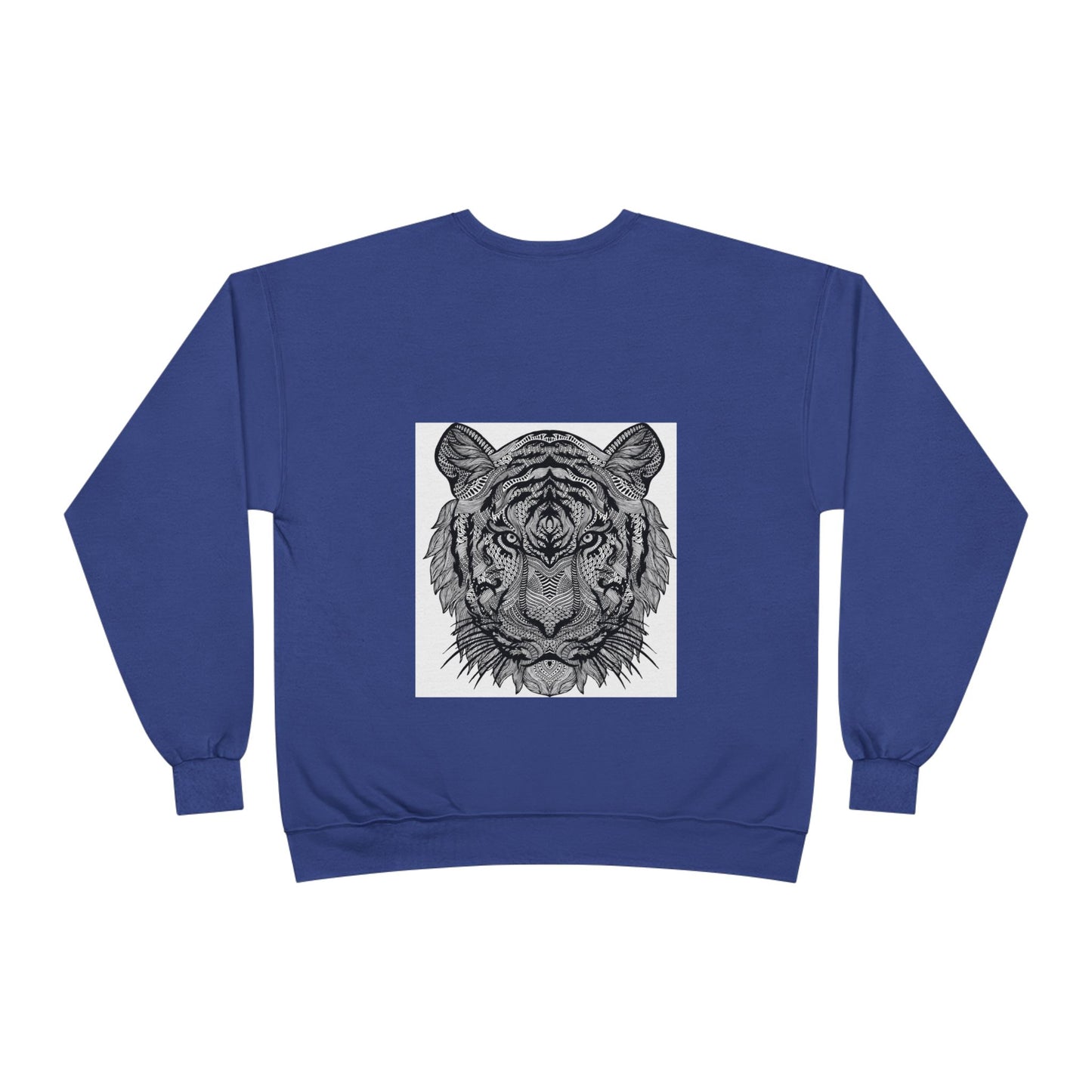 Unisex EcoSmart Tiger Graphic Crewneck Sweatshirt - Bold Black & White Design