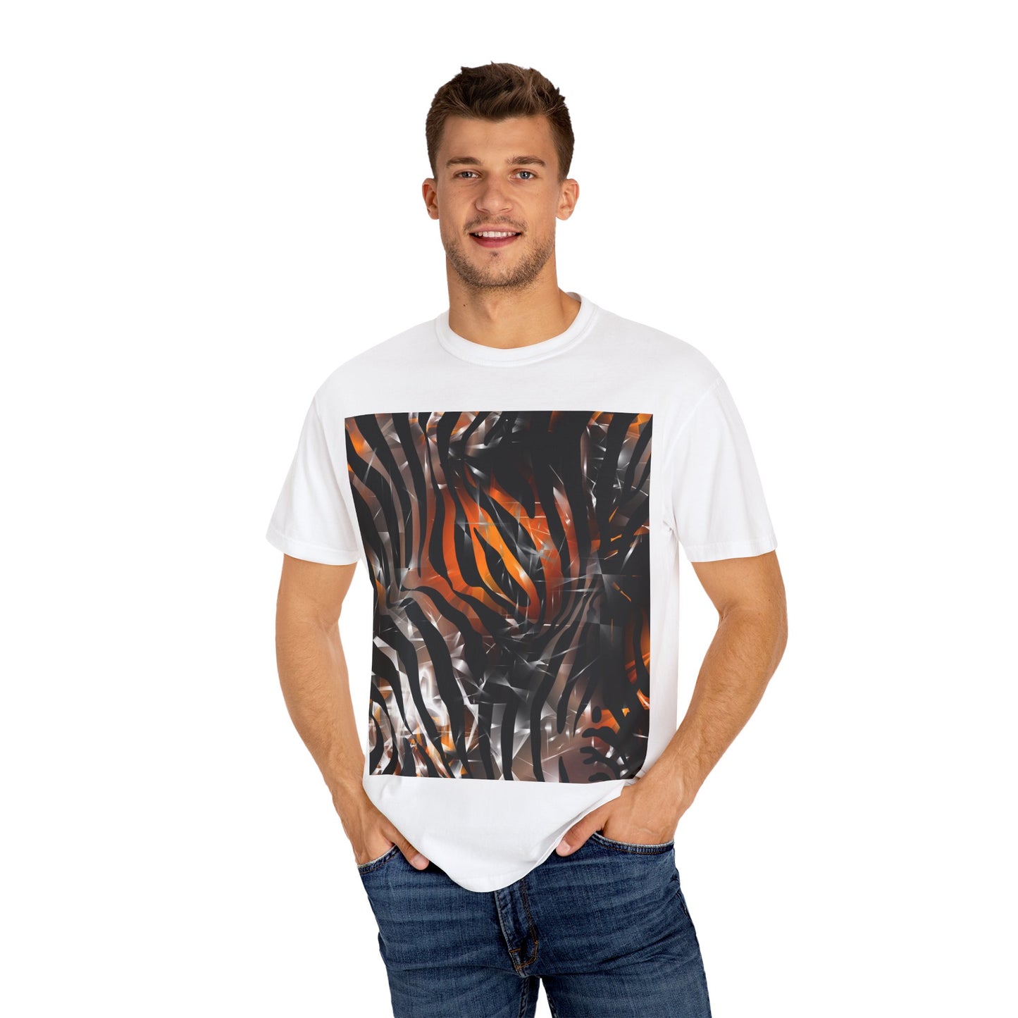 Vibrant Jungle Print Unisex Garment-Dyed T-Shirt