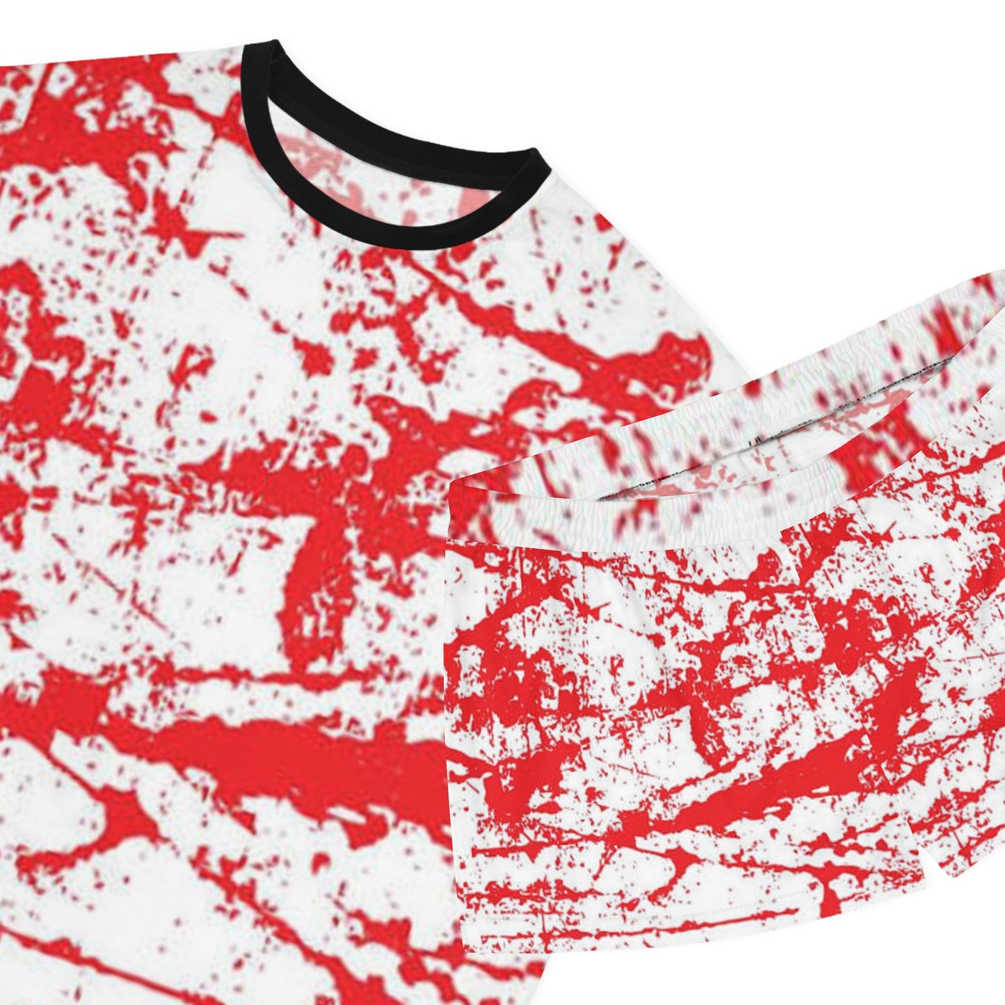 Vibrant Women's Short Pajama Set - Red Splatter Design for Relaxation and Sleep