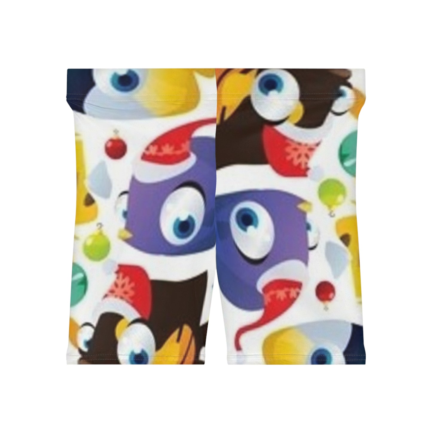 Festive Holiday Women's Biker Shorts with Fun Cartoon Characters
