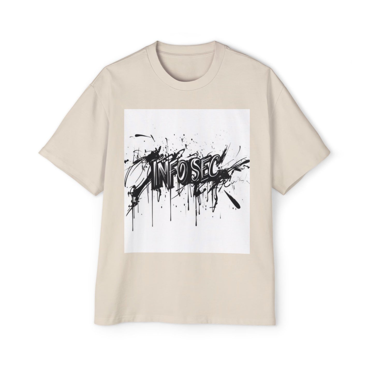 Men's Oversized Info Sec Tee - Urban Streetwear Graphic T-Shirt