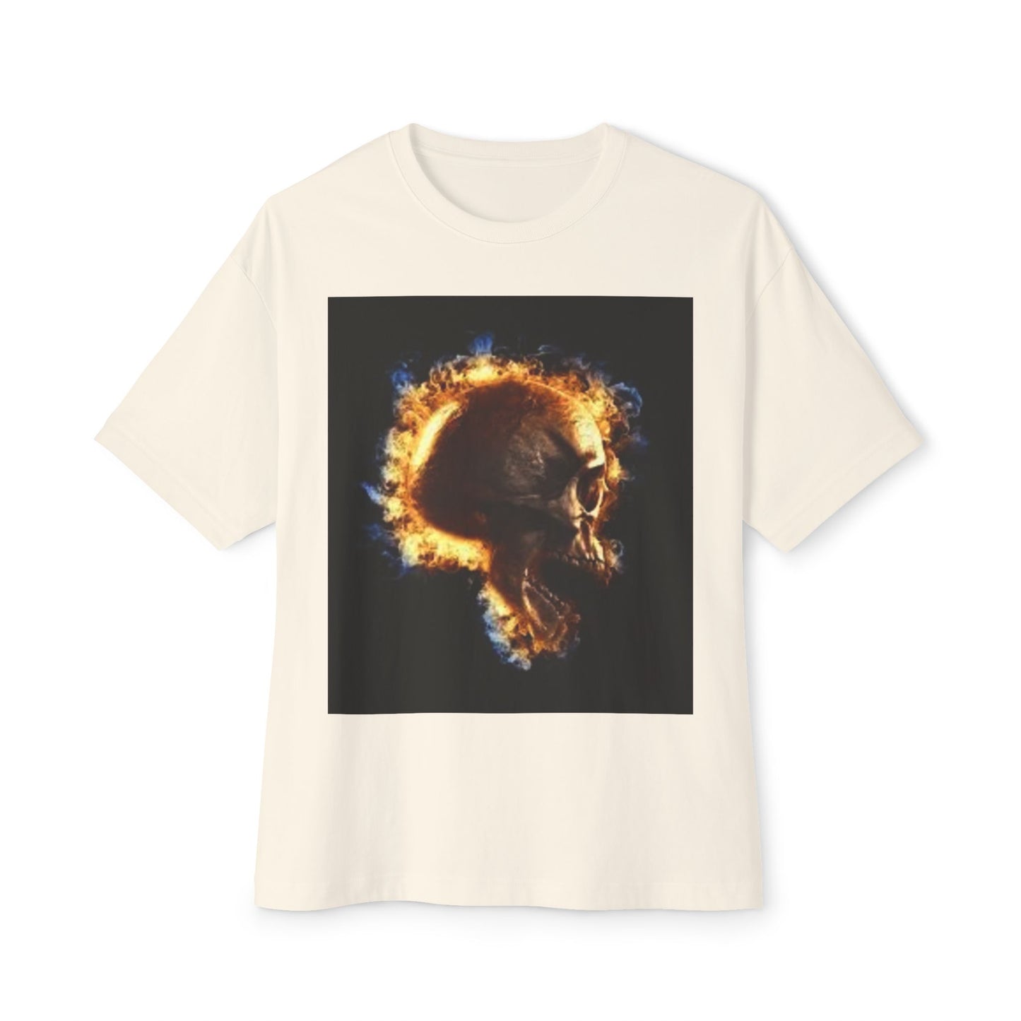 Burning Skull Oversized Boxy Tee - Unisex Graphic Tee for Bold Fashion Enthusiasts
