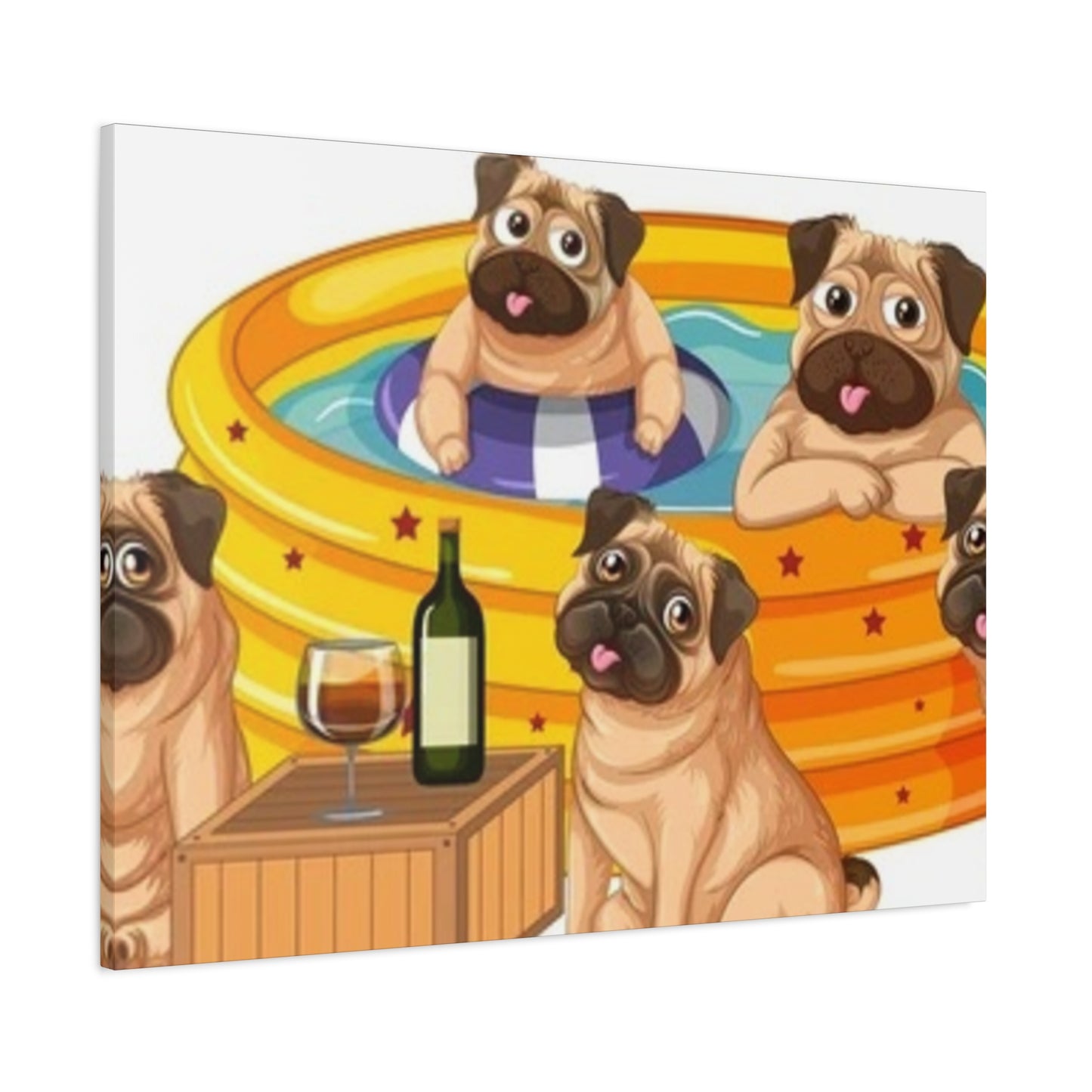 Pug Pool Party Canvas Art - Fun Pet Decor