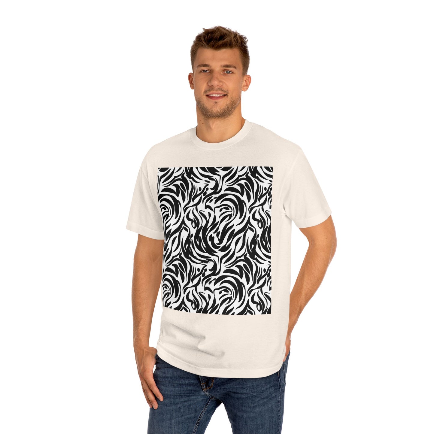 Black and White Abstract Waves Unisex Classic Tee