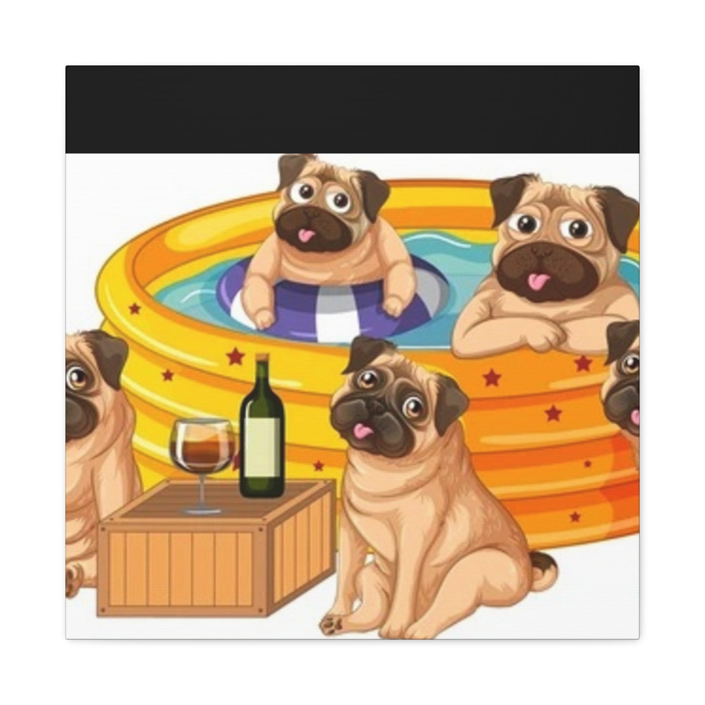 Pug Pool Party Canvas Art - Fun Pet Decor