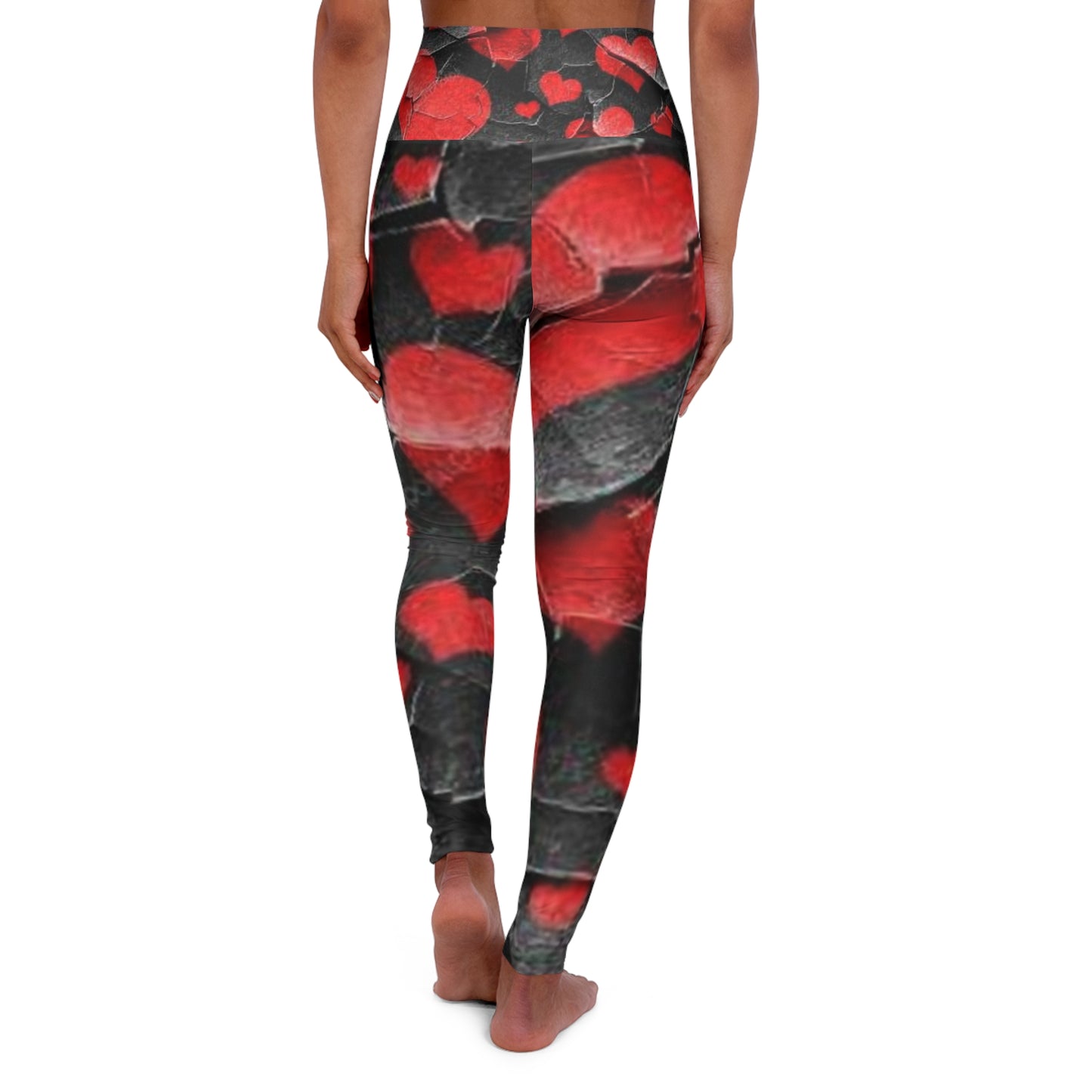 Stylish Heart Print High Waisted Yoga Leggings - Perfect for Fitness & Everyday Wear
