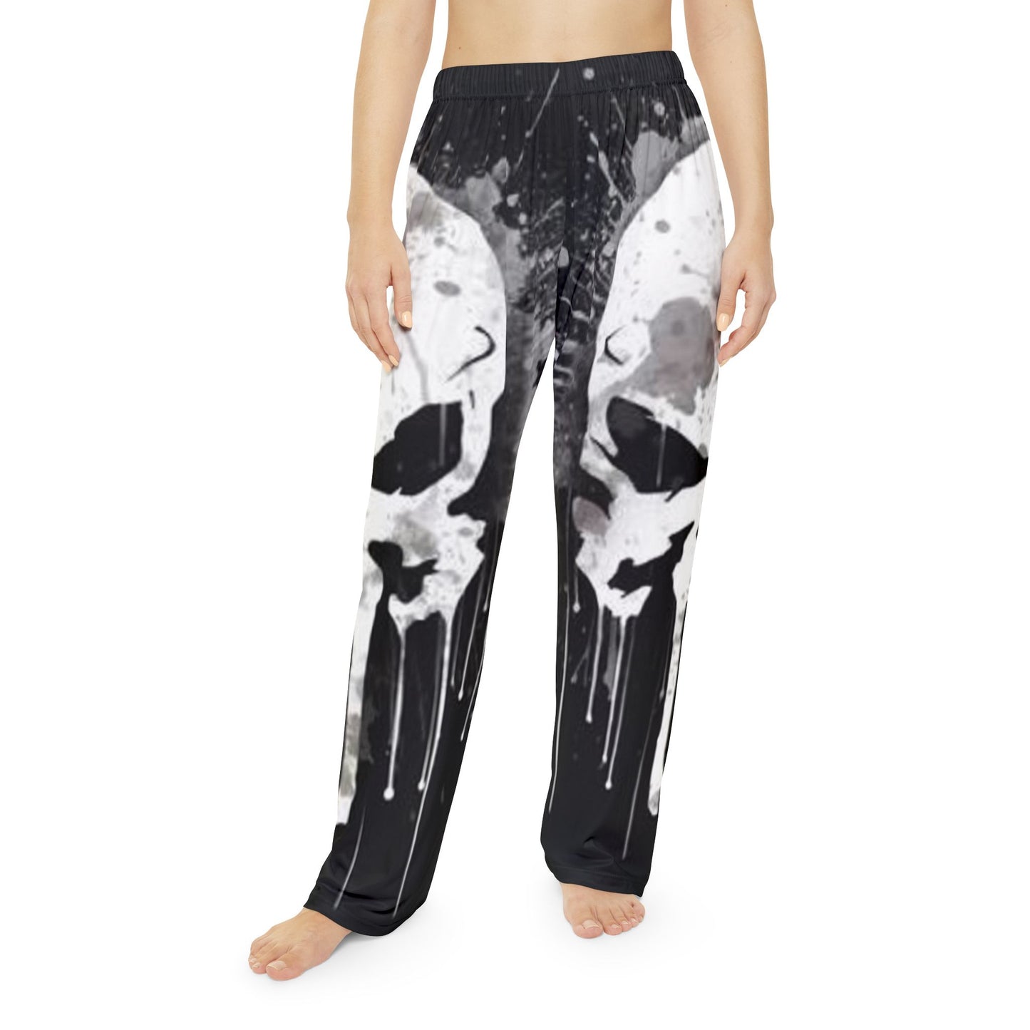 Edgy Skull Print Women's Pajama Pants - Comfortable Loungewear for Sleep and Relaxation