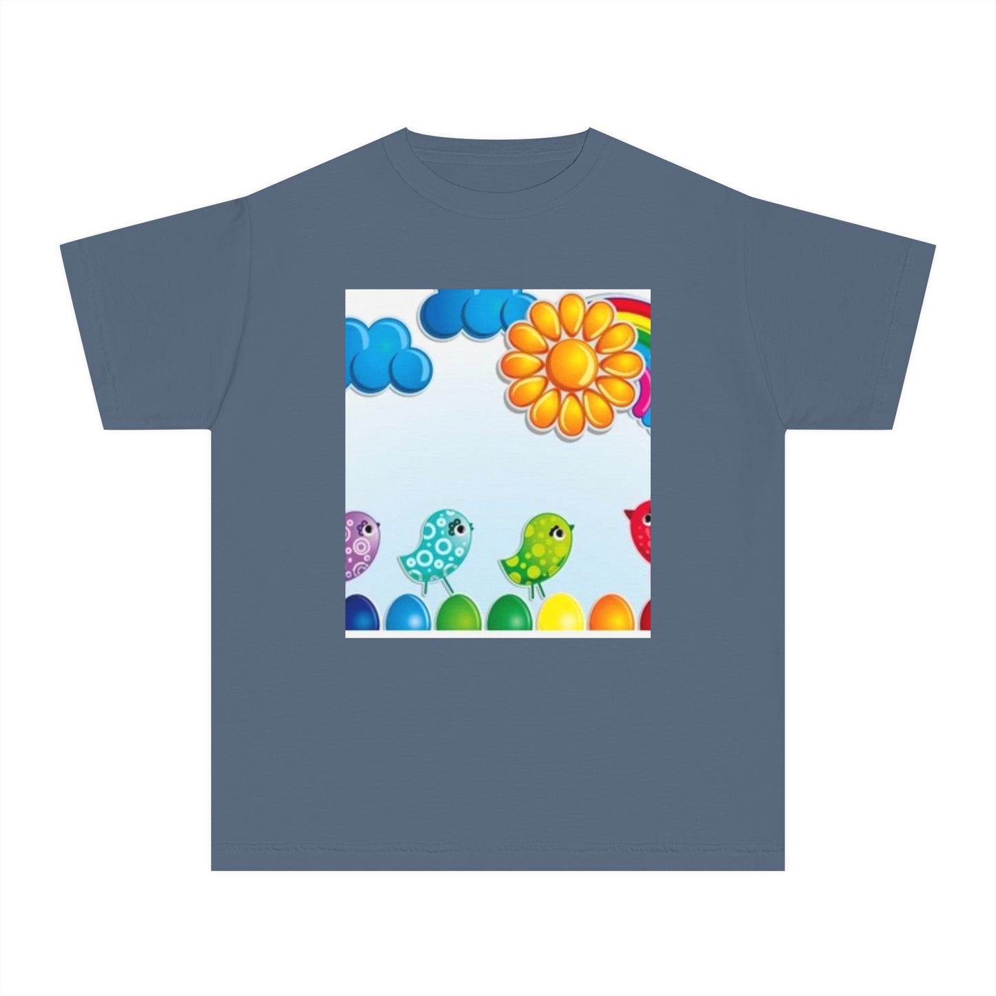 Colorful Spring Birds Youth Midweight Tee | Fun and Playful Shirt for Kids